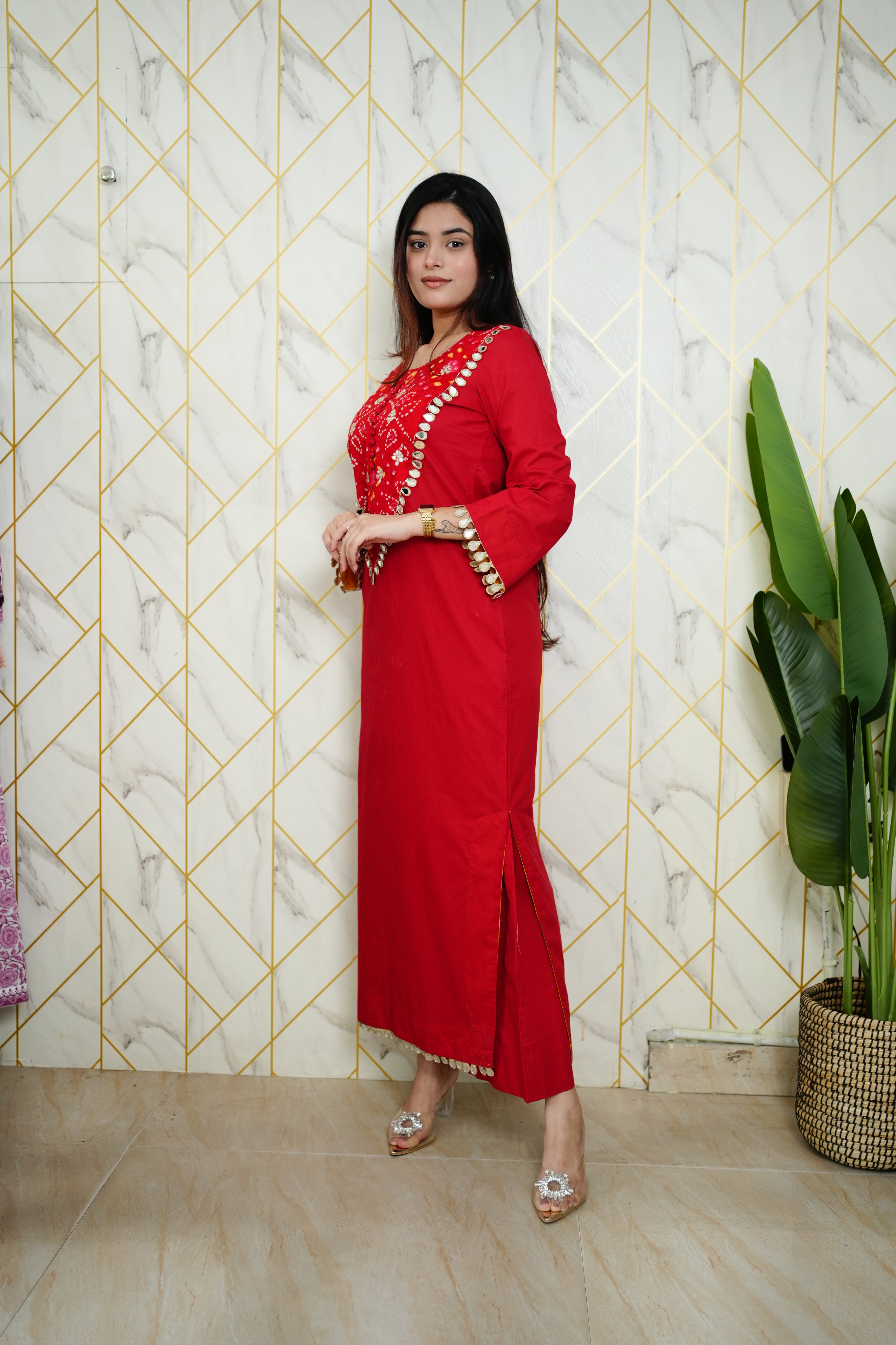 Saafi Cotton Mirror Deatailed Pant Set - The Jaipur Studio