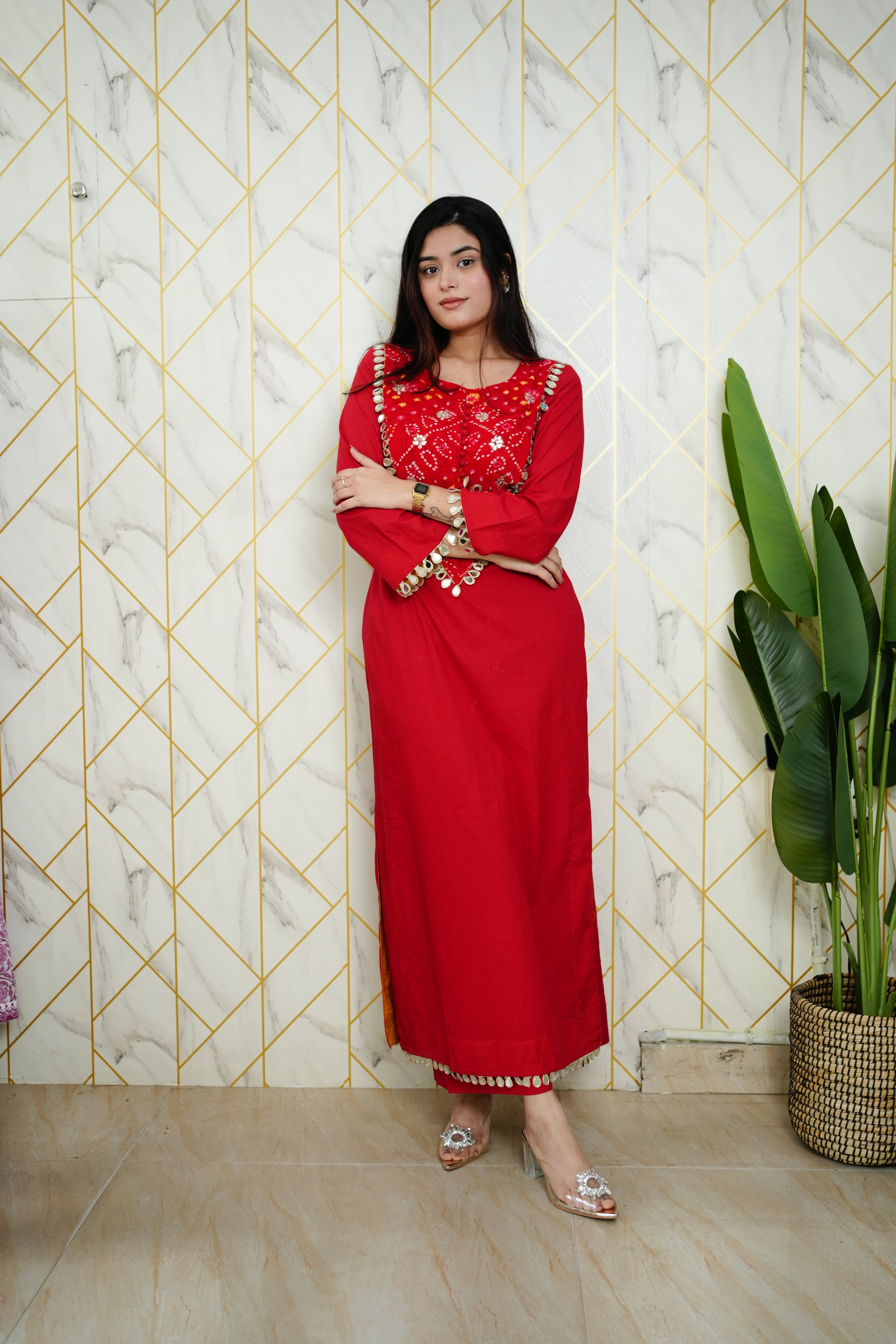 Saafi Cotton Mirror Deatailed Pant Set - The Jaipur Studio