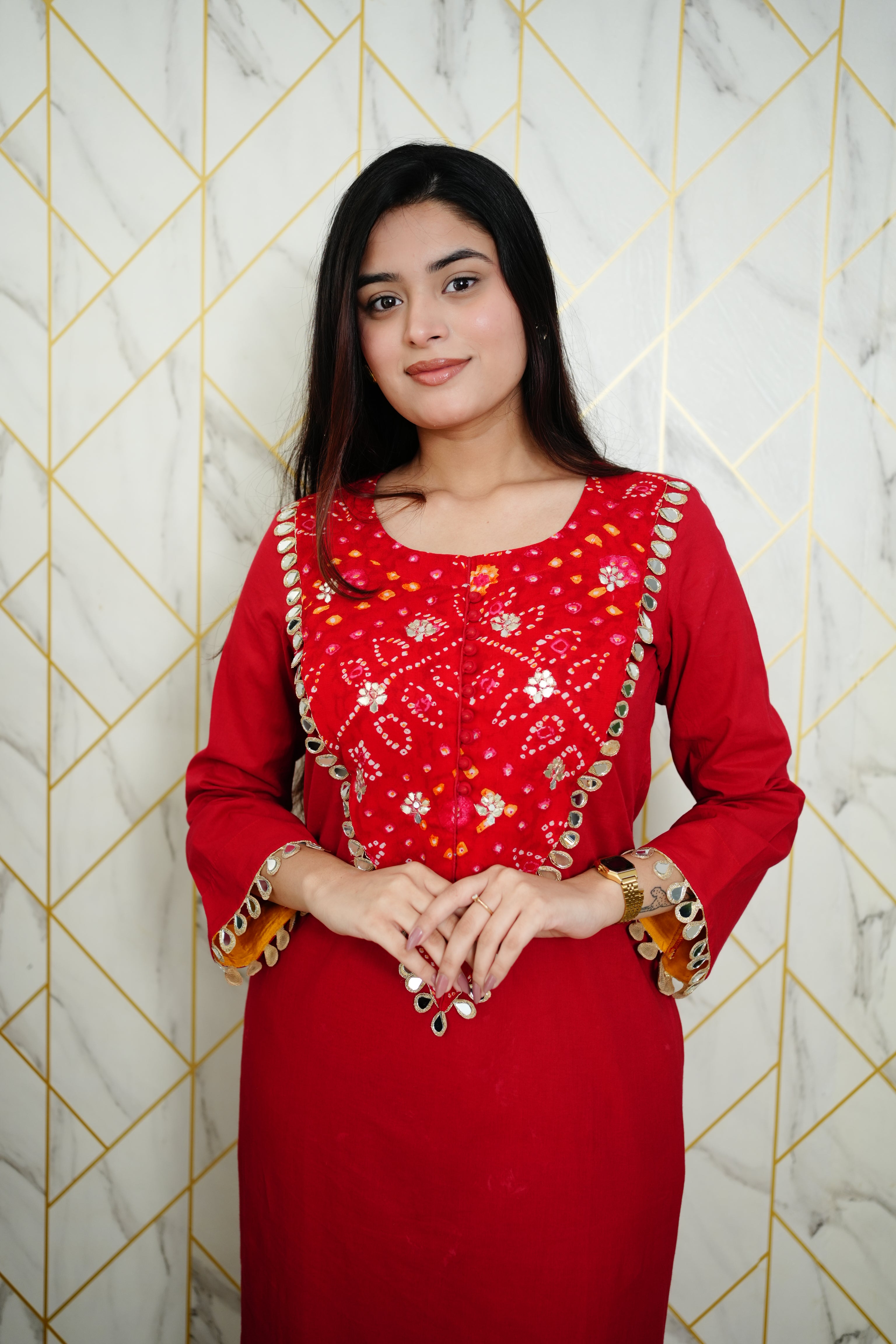 Saafi Cotton Mirror Deatailed Pant Set - The Jaipur Studio