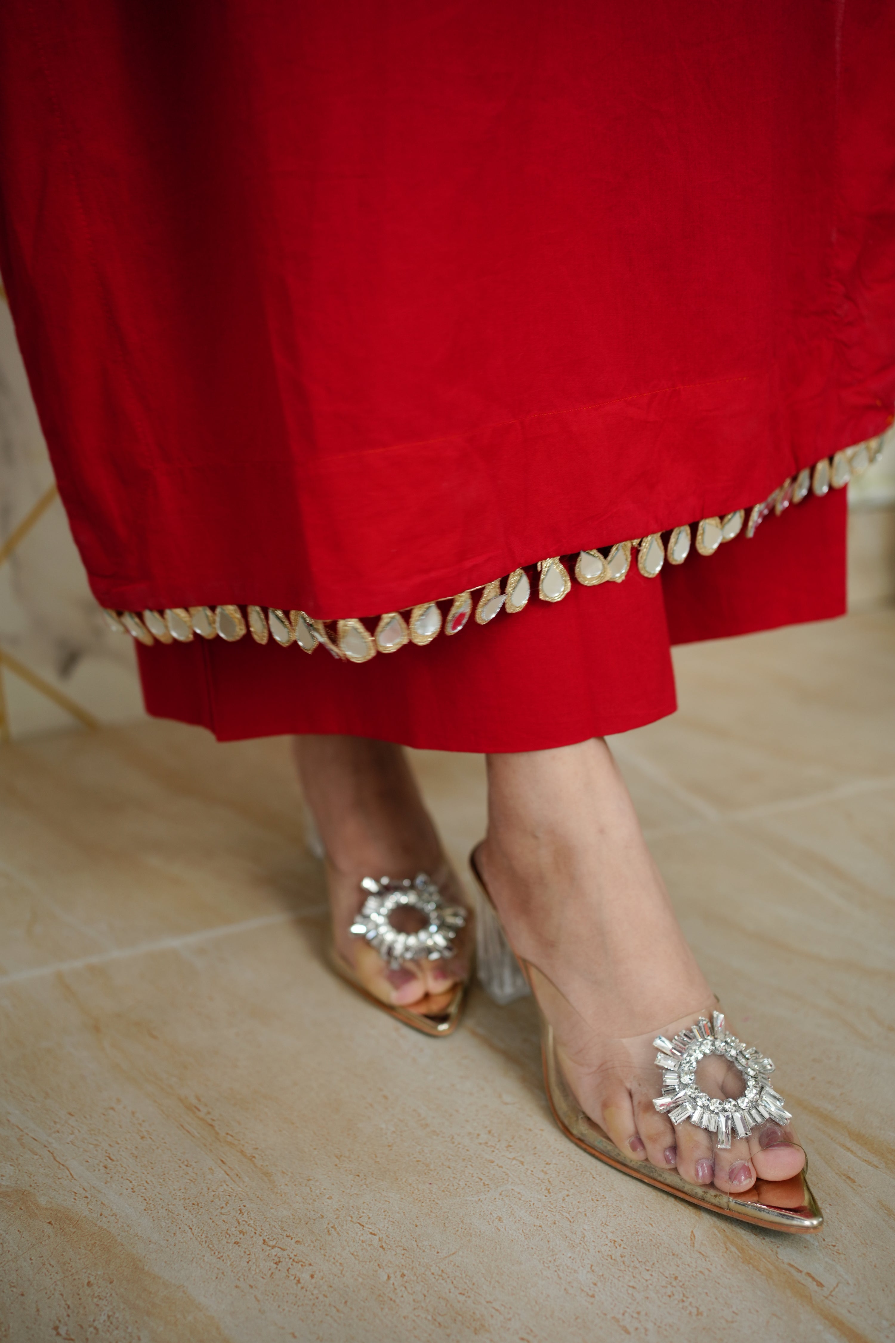 Saafi Cotton Mirror Deatailed Pant Set - The Jaipur Studio