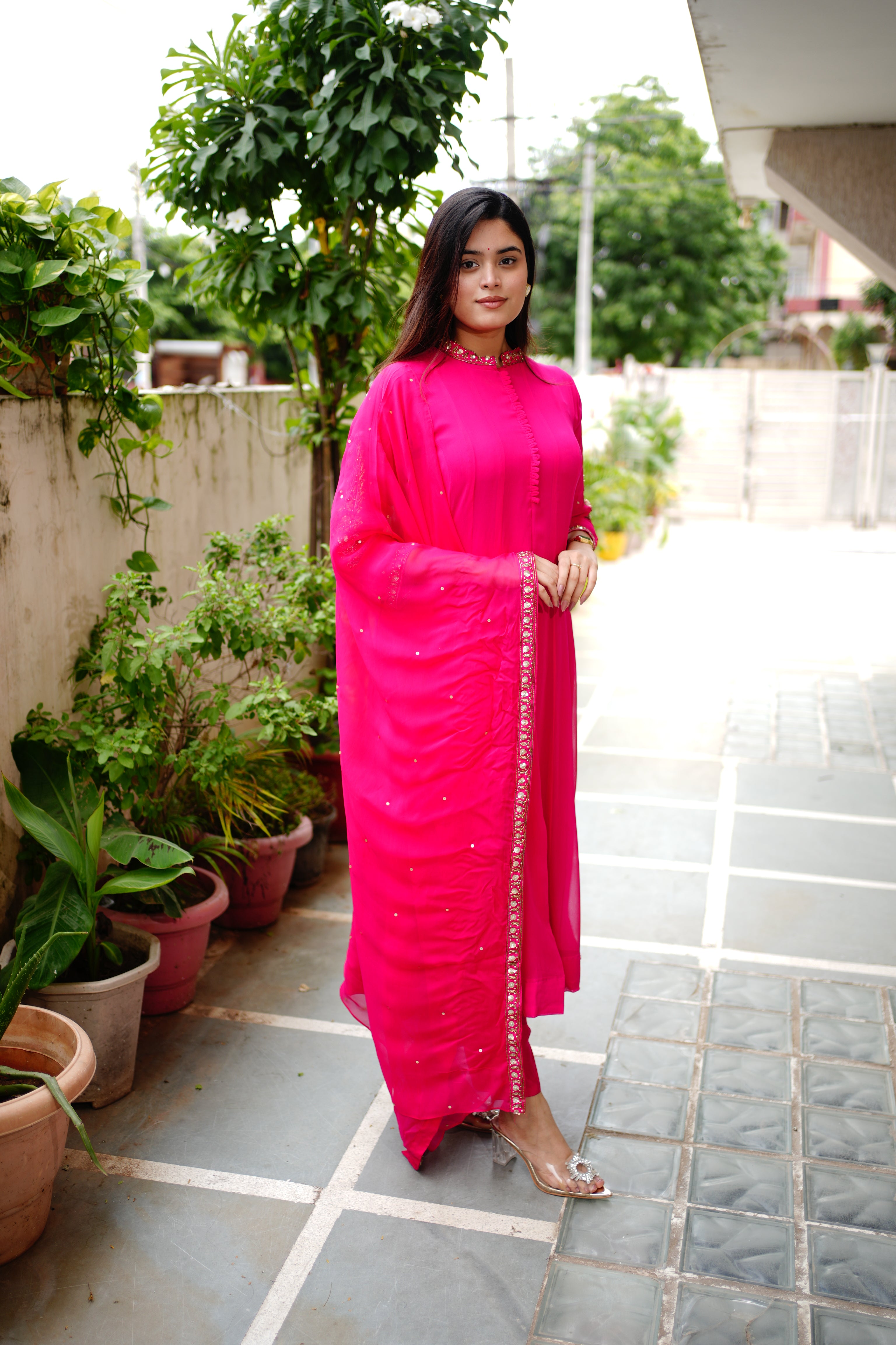 Sahaj Georgette HandEmbroidered Anarkali Set - The Jaipur Studio
