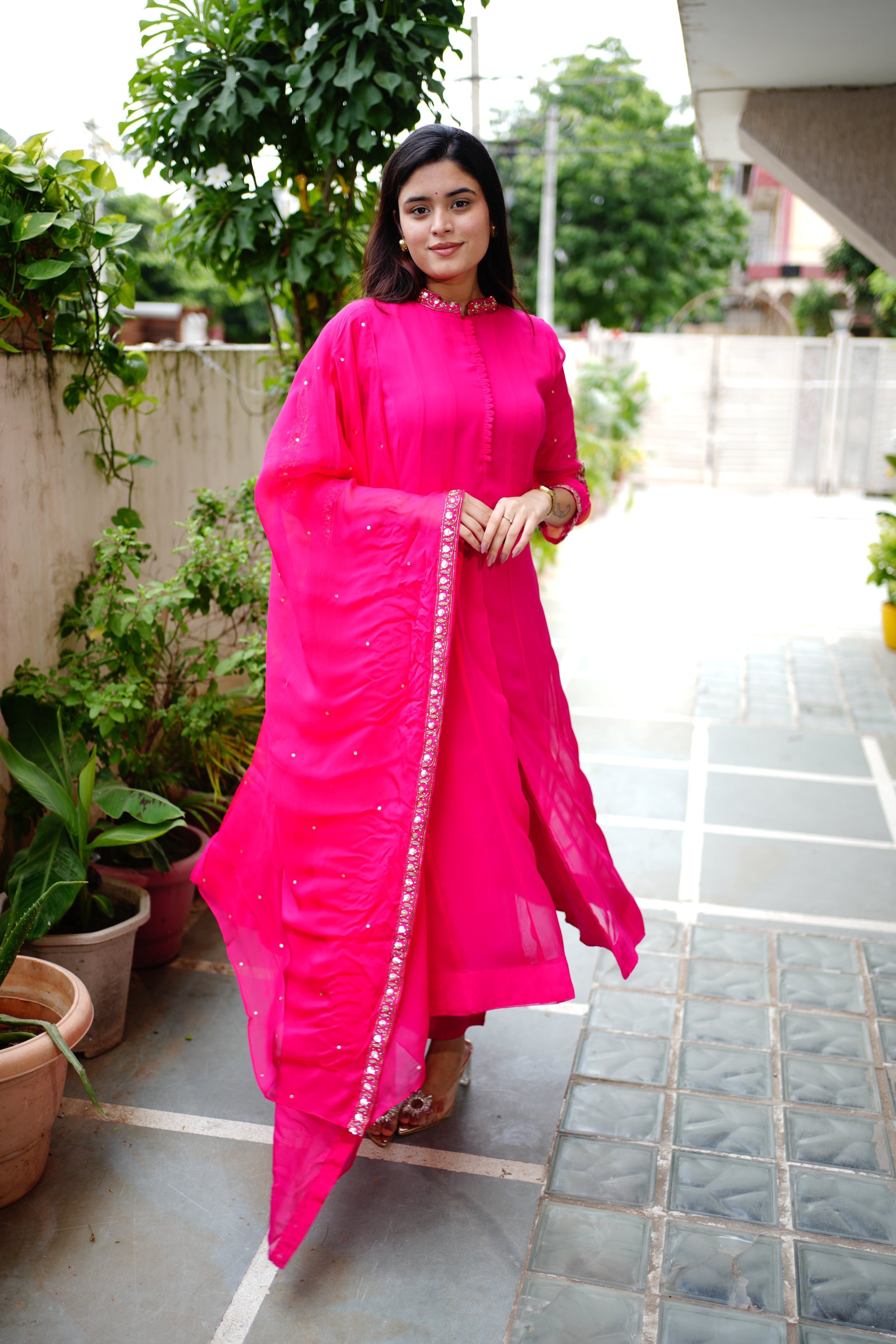 Sahaj Georgette HandEmbroidered Anarkali Set - The Jaipur Studio