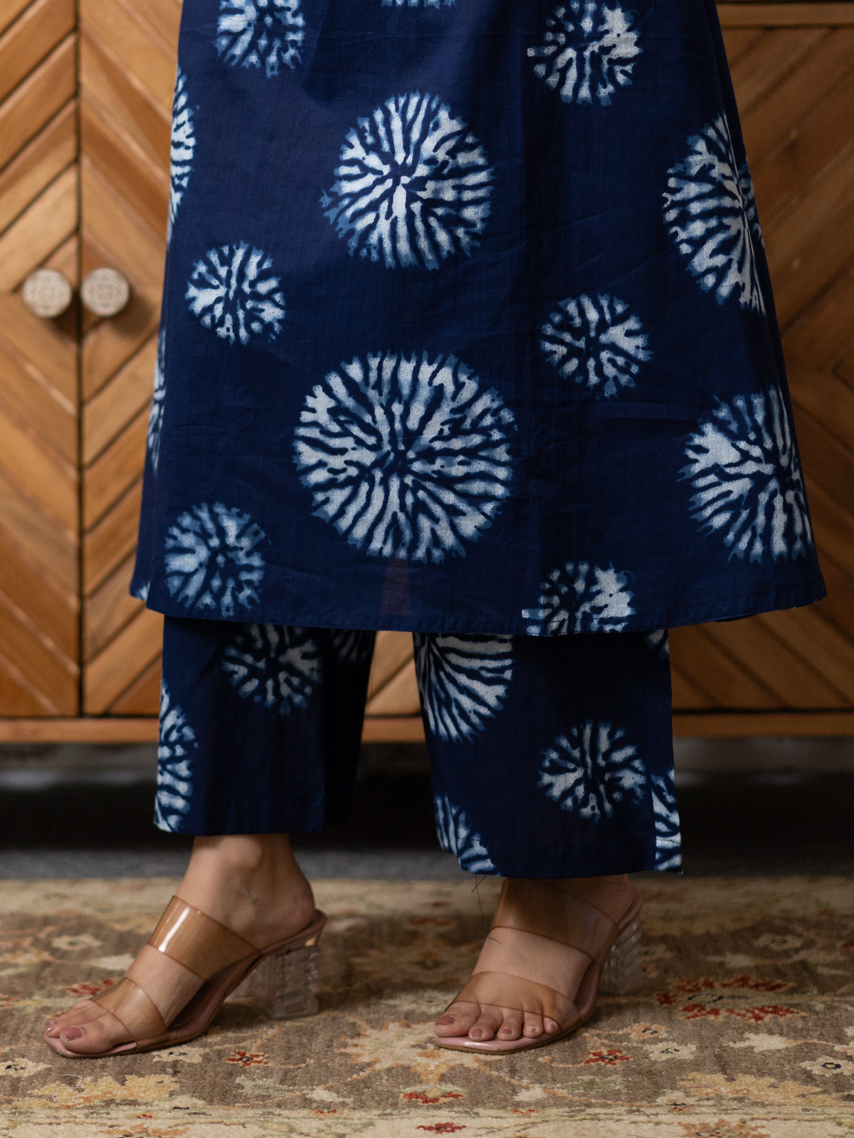 Geet Indigo Blue Tie & Dye Cotton A-line Coord Set