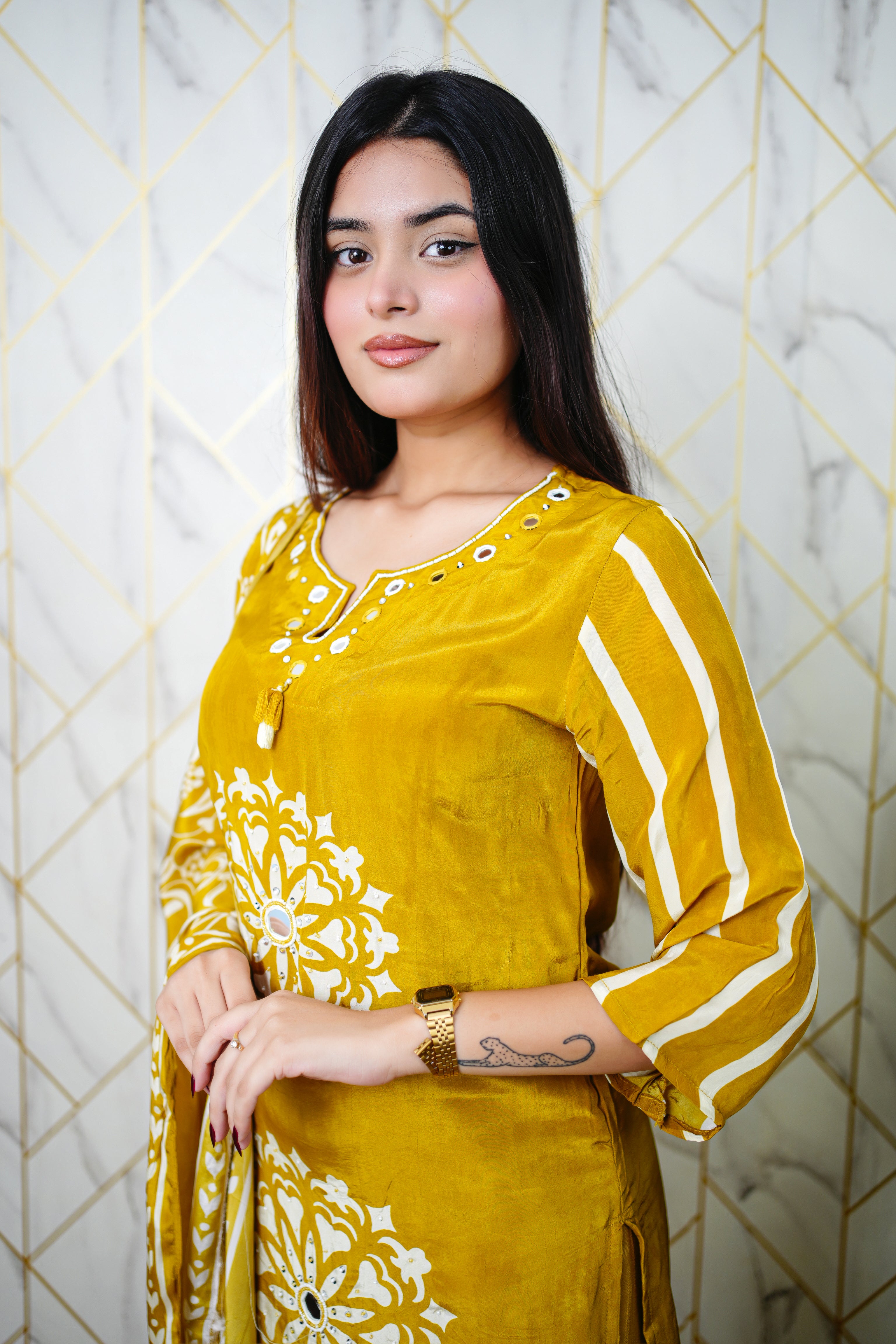 Soha Crepe HandEmbroidered Pant Set - The Jaipur Studio