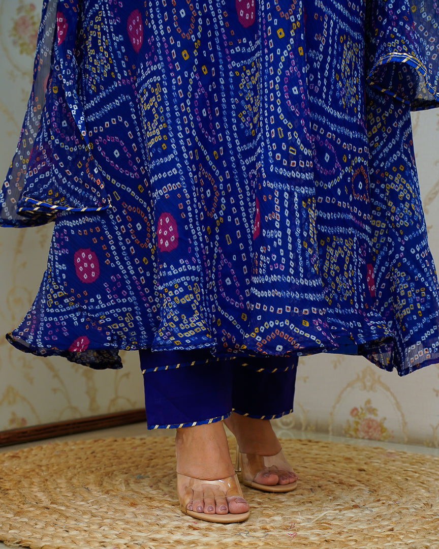 Falguni Bandhani Chiffon Anarkali Set - The Jaipur Studio