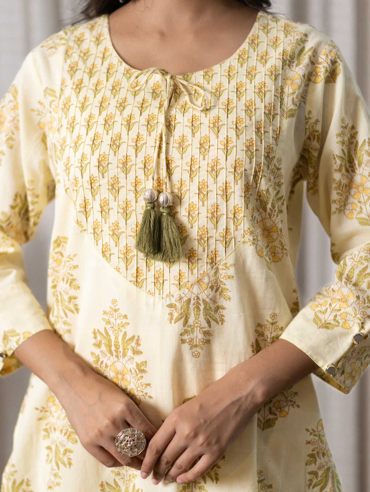Netra Yellow Premium Mul Cotton Dupatta Set