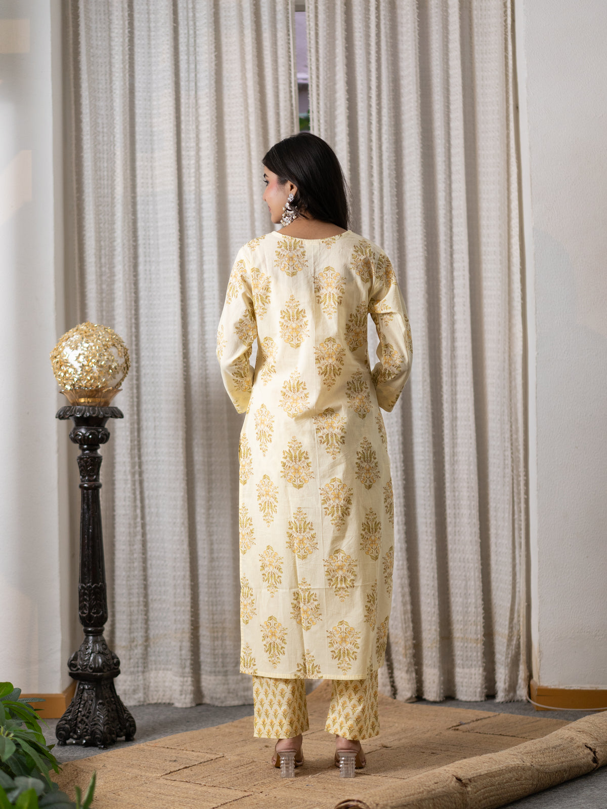 Netra Yellow Premium Mul Cotton Dupatta Set