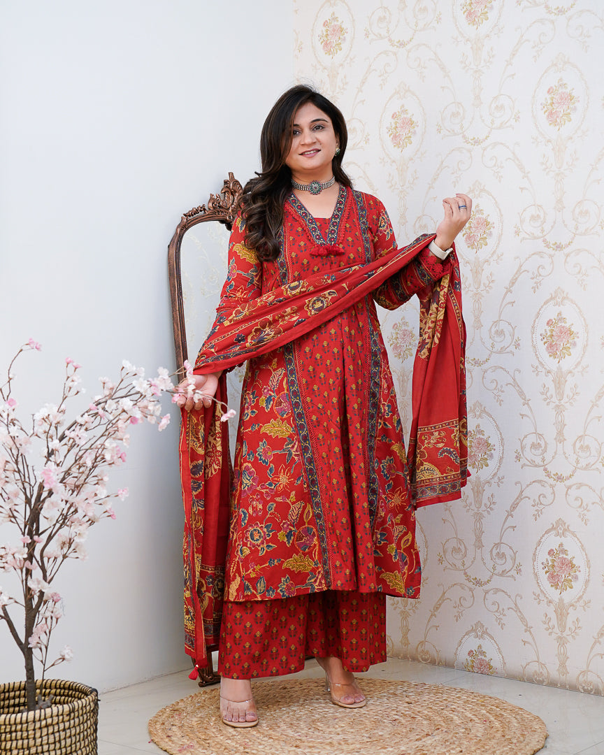 Libha Cotton Embroidered A-line Divider set