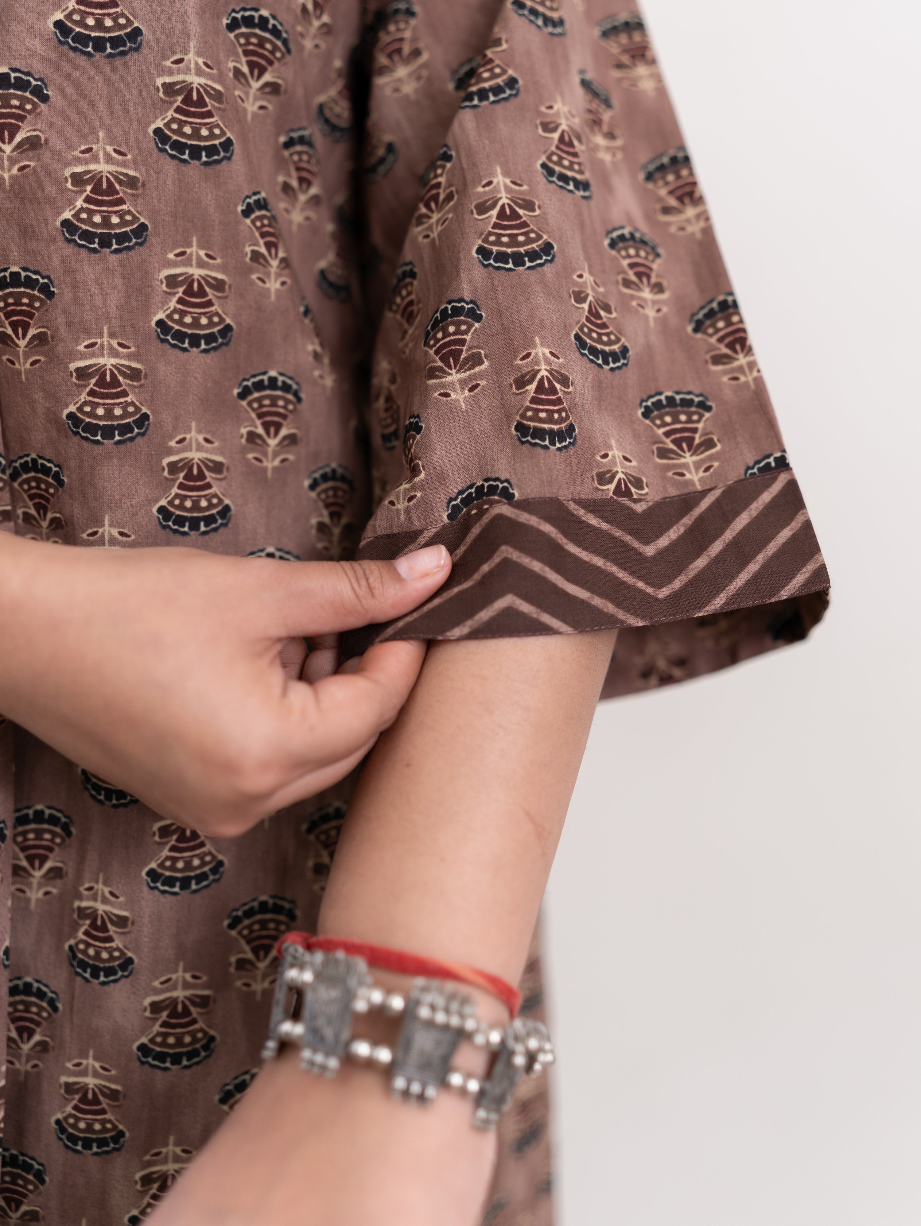 Lavina Brown Cotton A-line Kurta Set