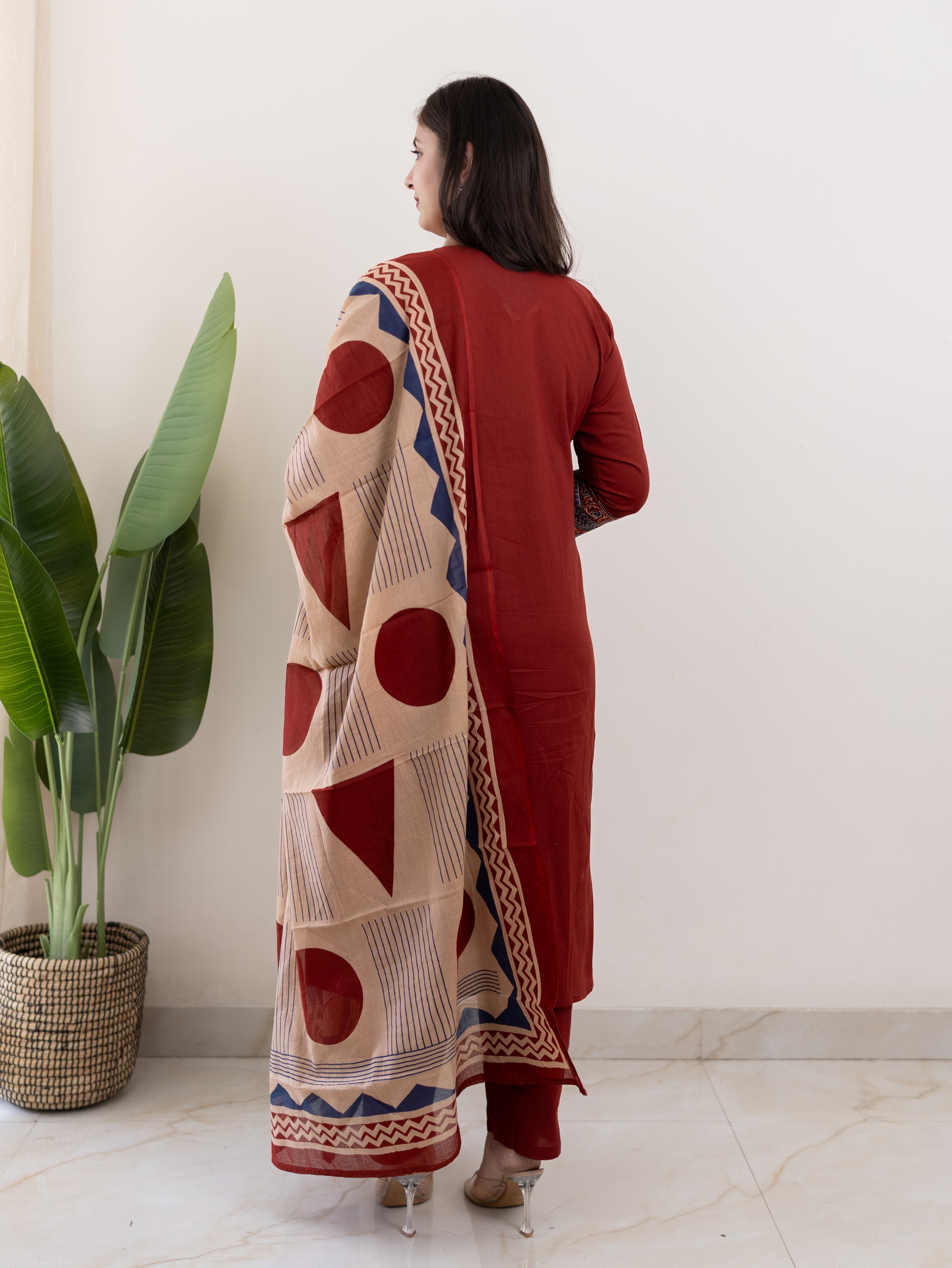 prita Cotton Embroidered Straight Dupatta Set