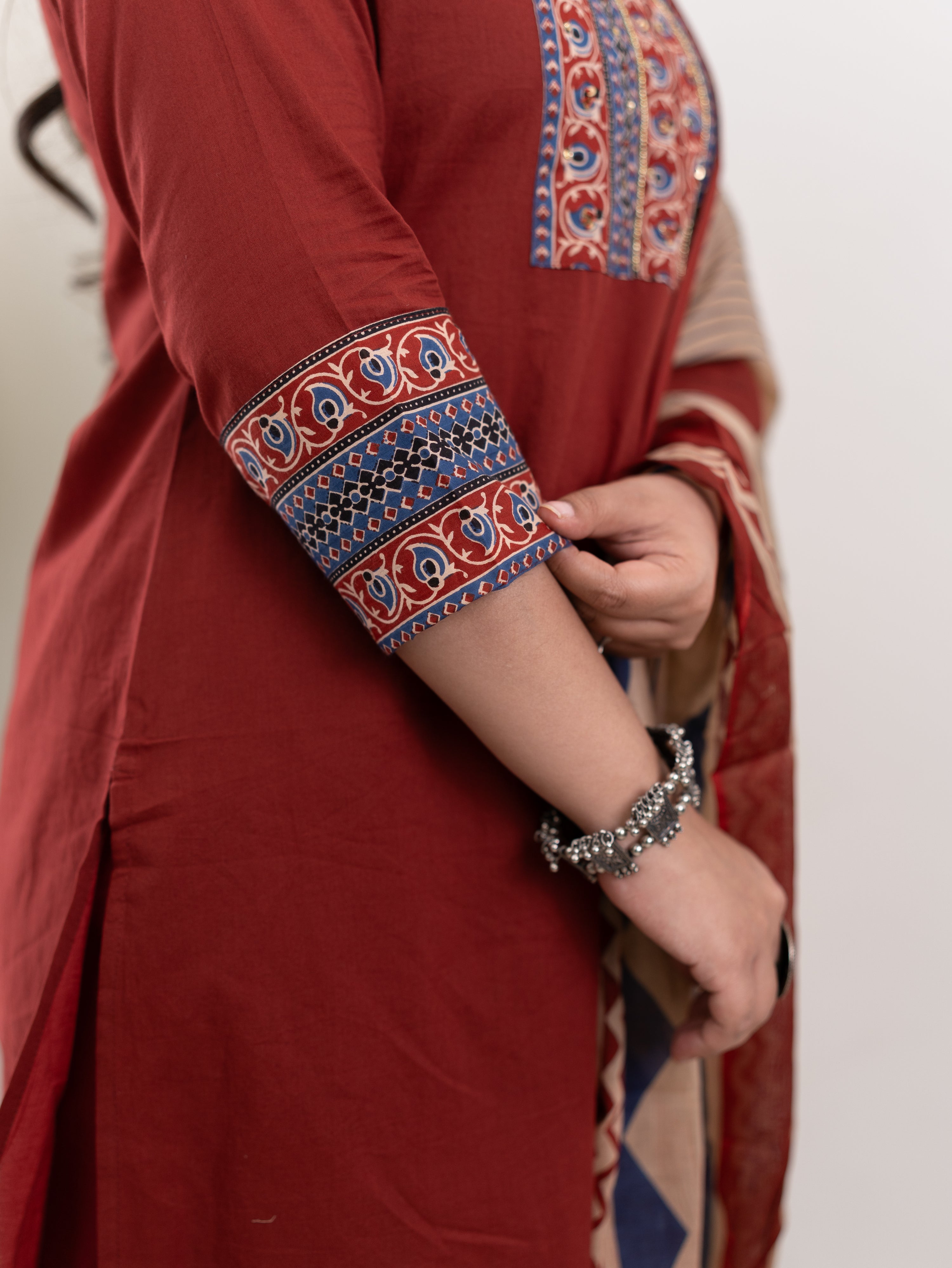 prita Cotton Embroidered Straight Dupatta Set