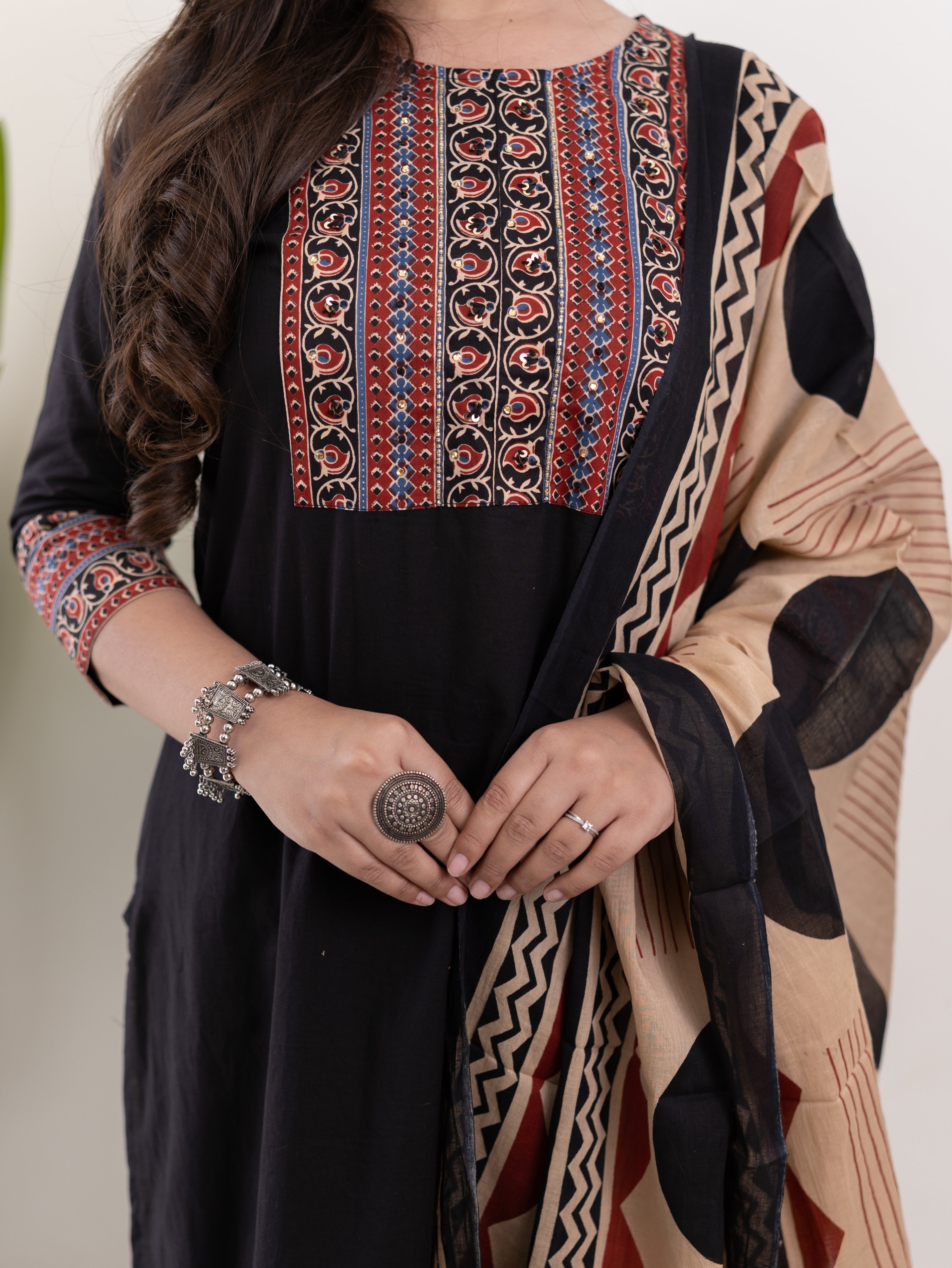 Prita Cotton Embroidered Straight Dupatta Set