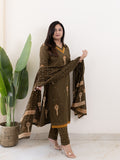Green Jaipuri Cotton Embroidered Dupatta Set