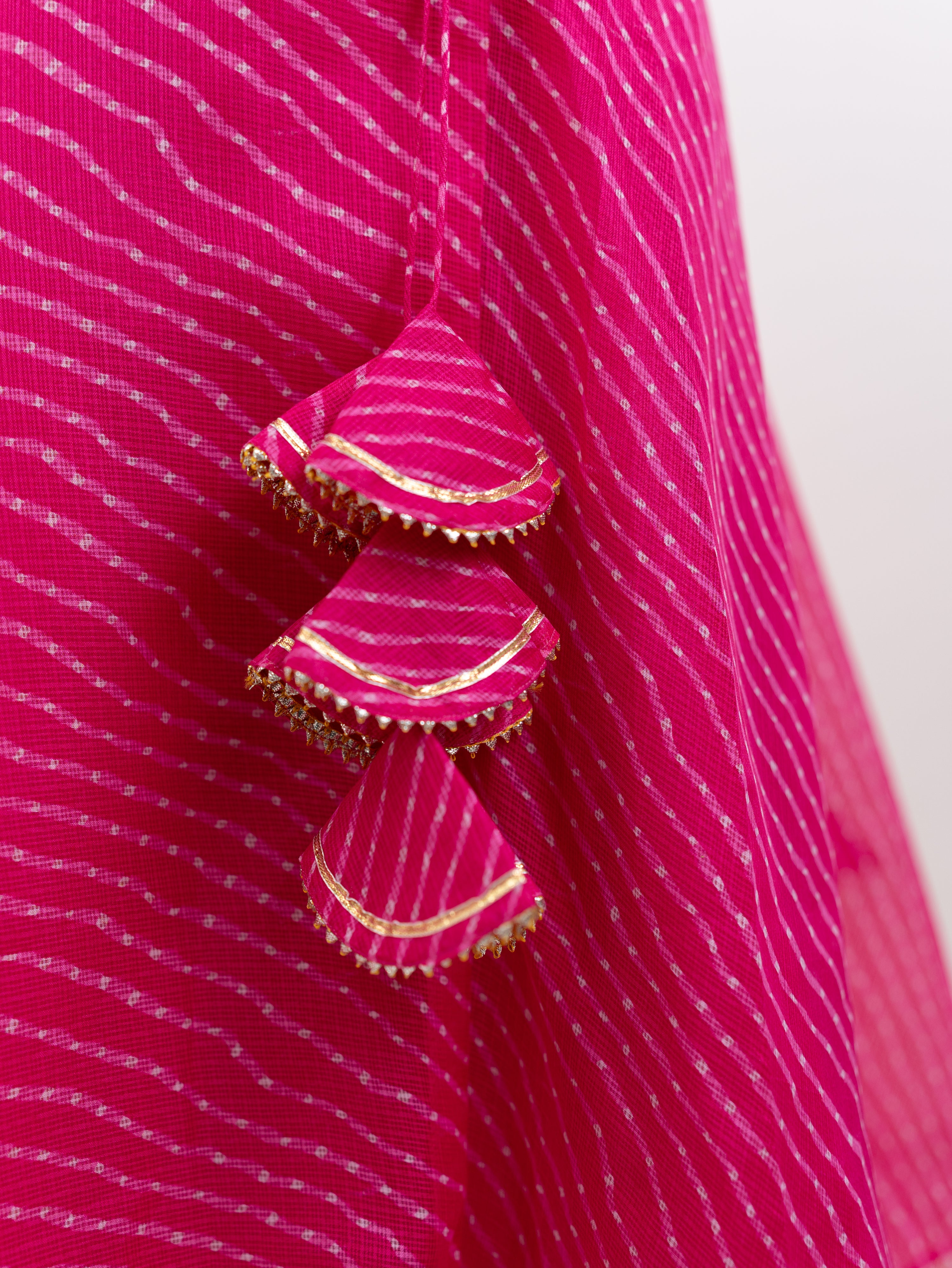 Mahira Pink Kota Doria Leheriya Gotta Detailed Anarkali Set