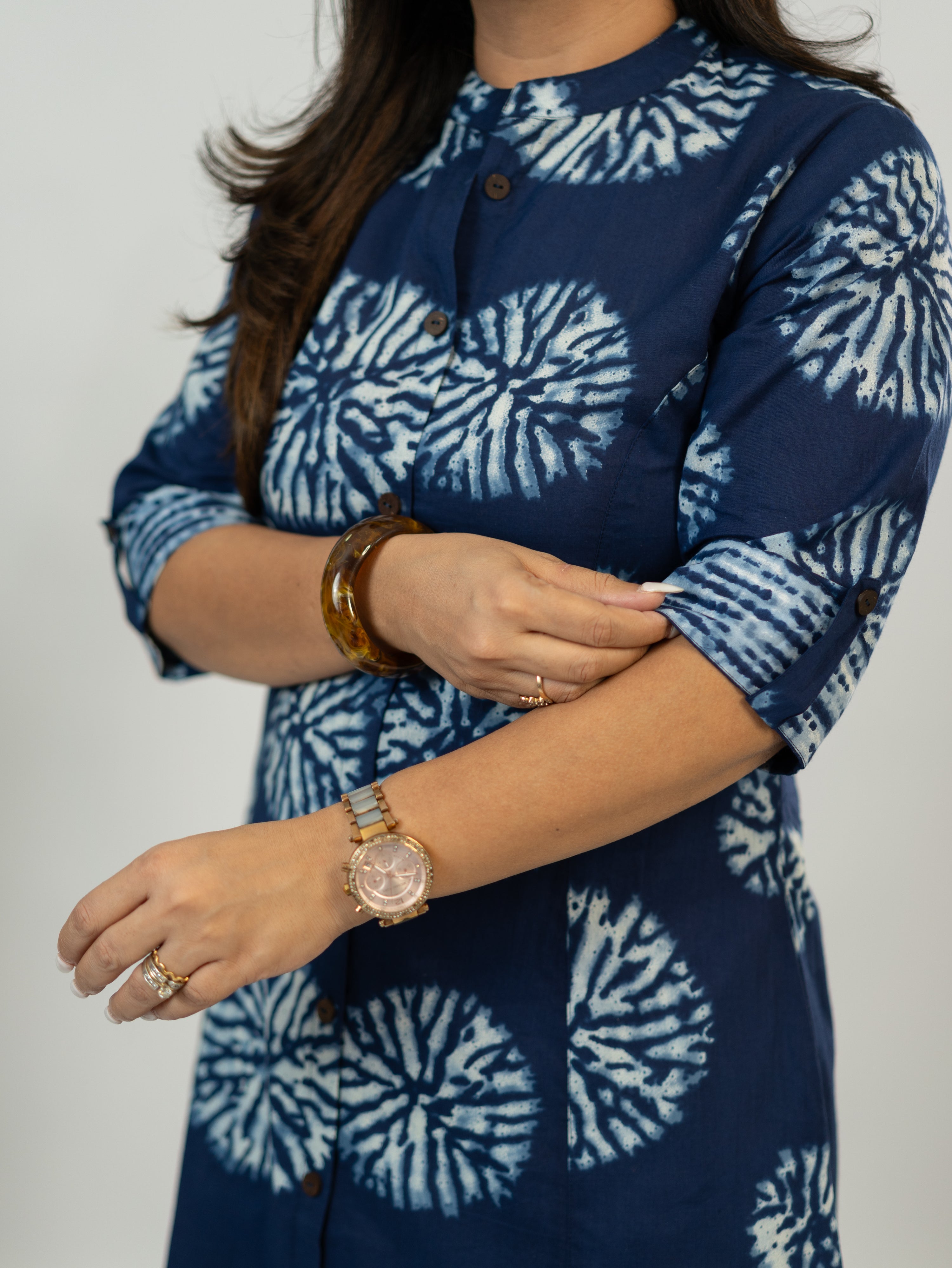 Geet Indigo Cotton A-line Kurta Set