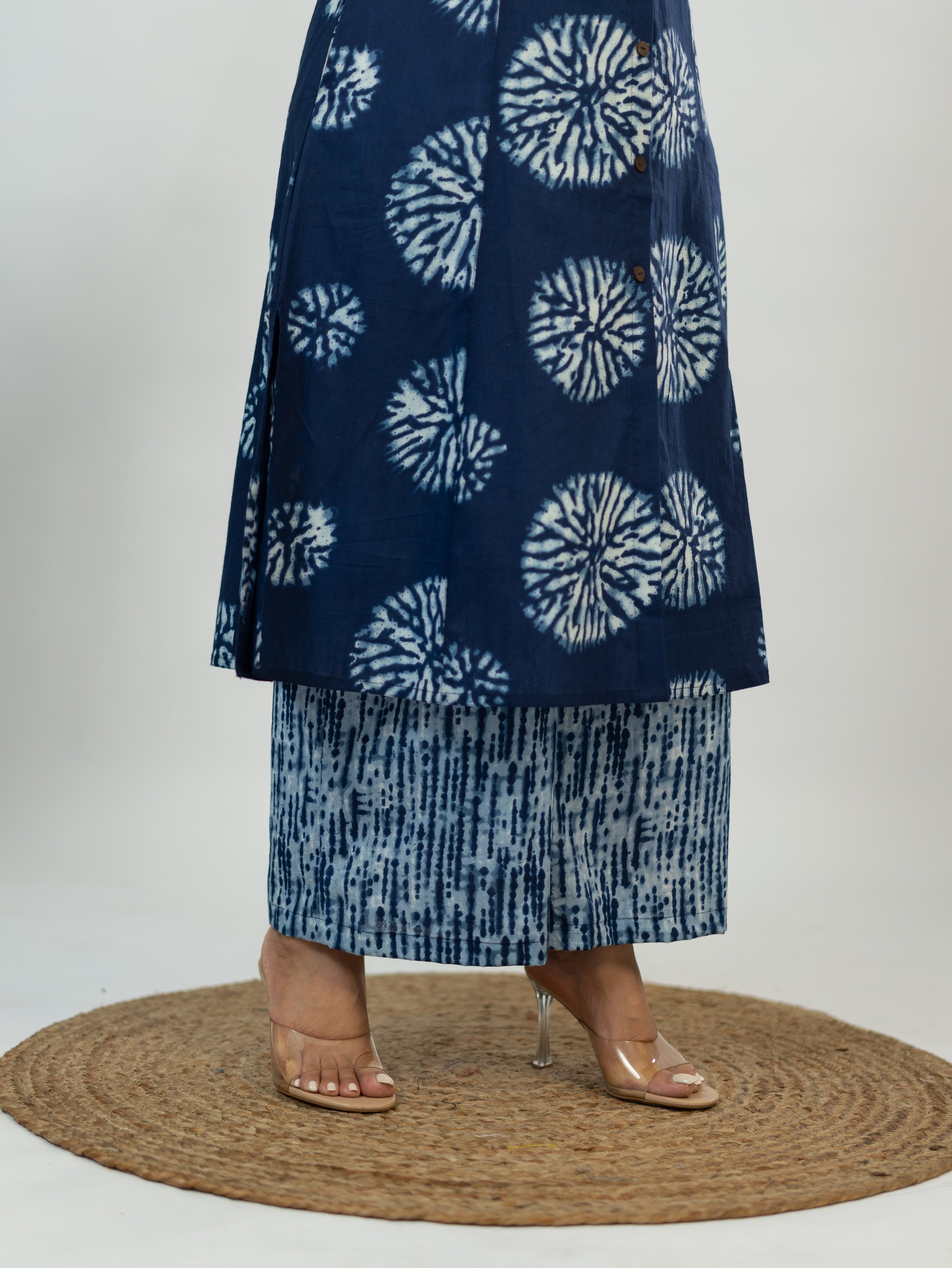 Geet Indigo Cotton A-line Kurta Set