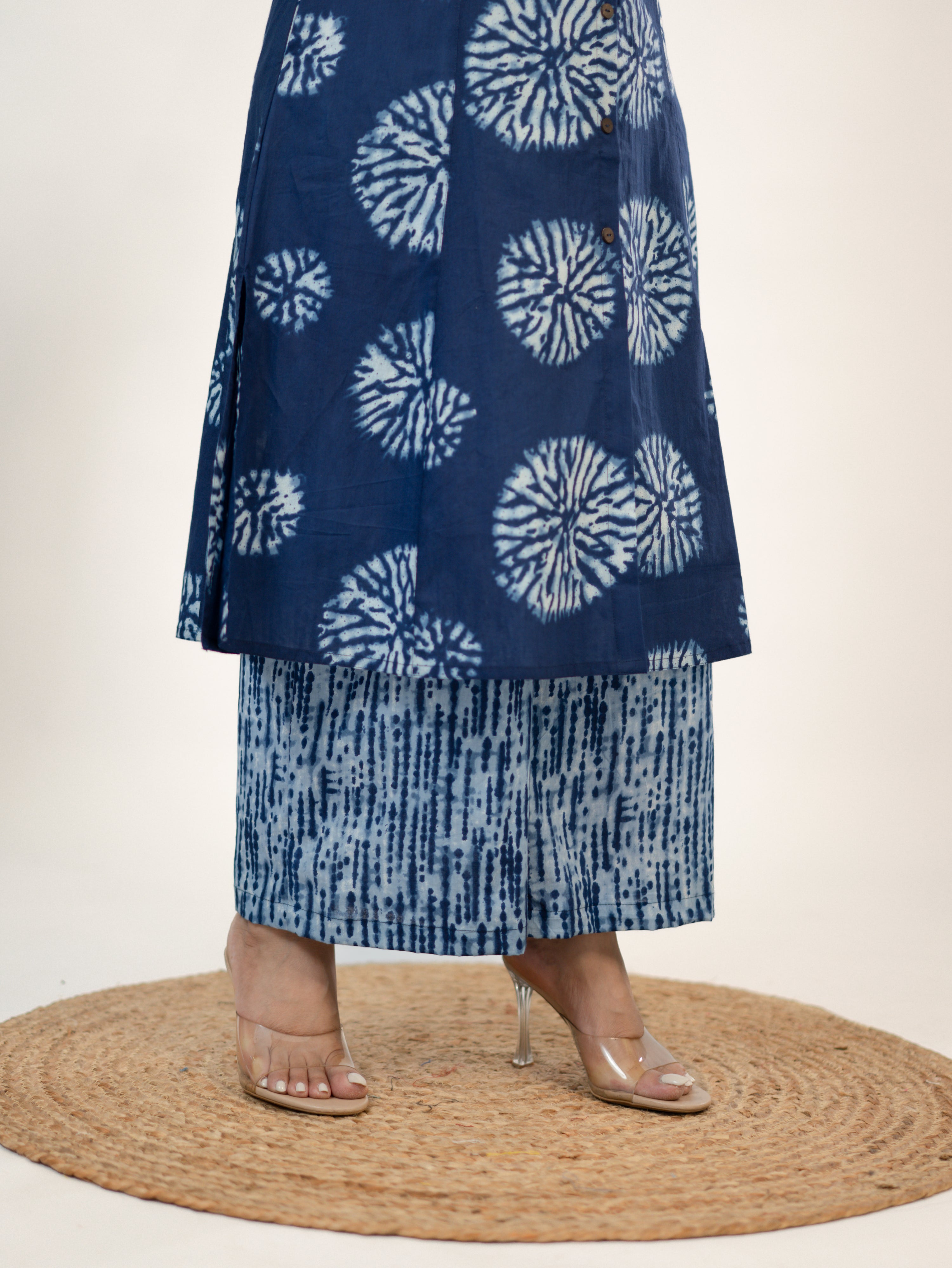Geet Indigo Cotton A-line Kurta Set