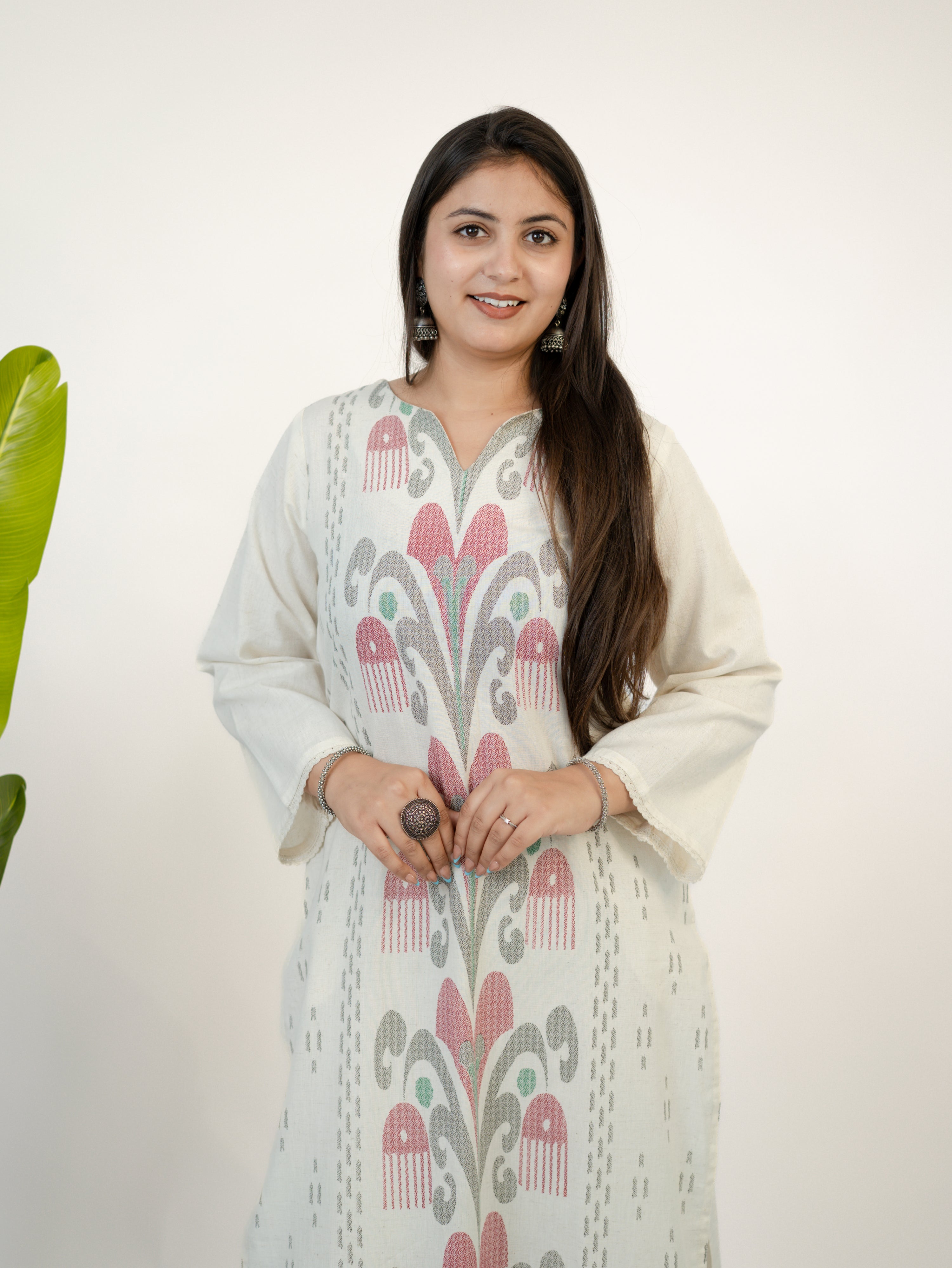 Nancy Offwhite Straight Cotton Kurta Set