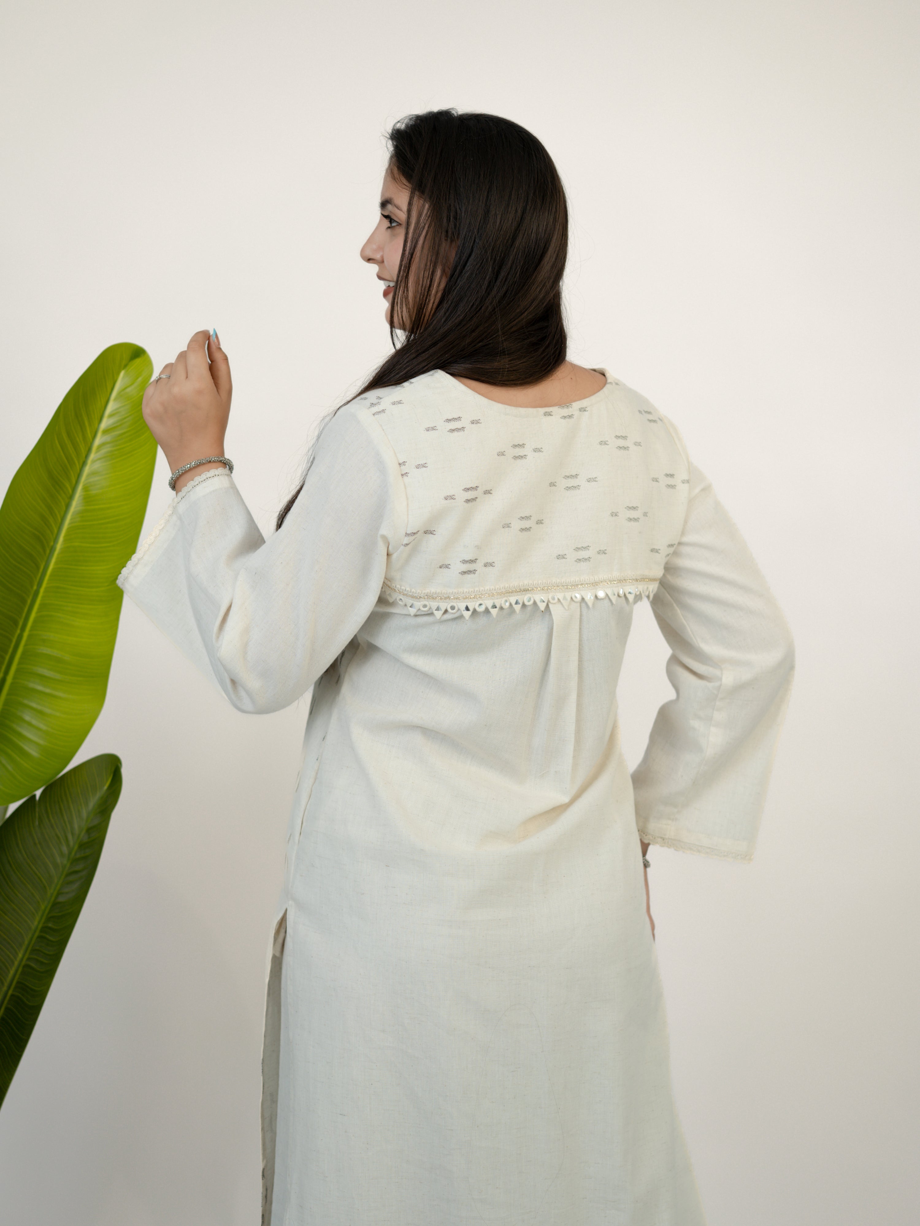 Nancy Offwhite Straight Cotton Kurta Set