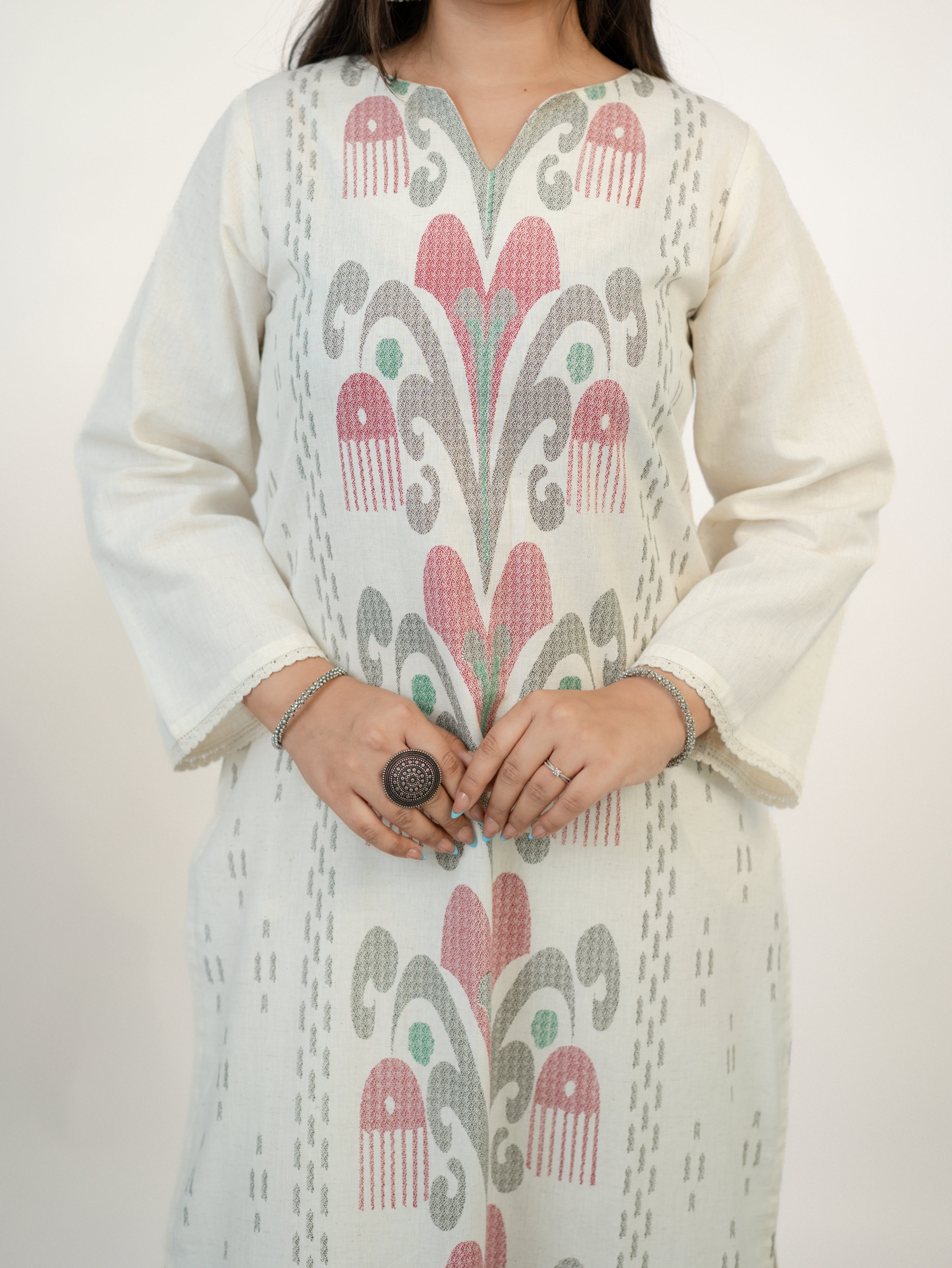 Nancy Offwhite Straight Cotton Kurta Set