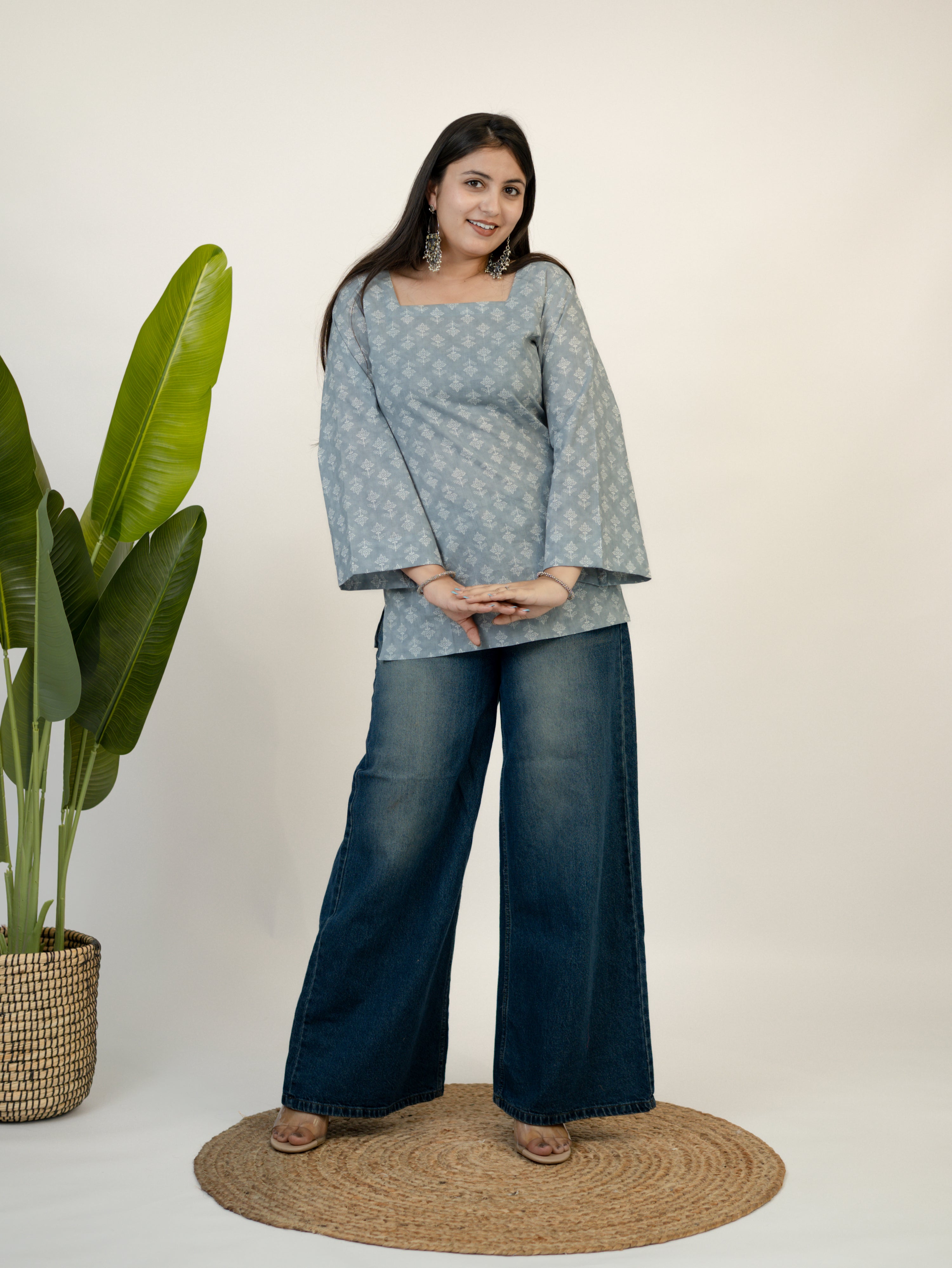 Tvisha Grey Cotton Corset Short Top