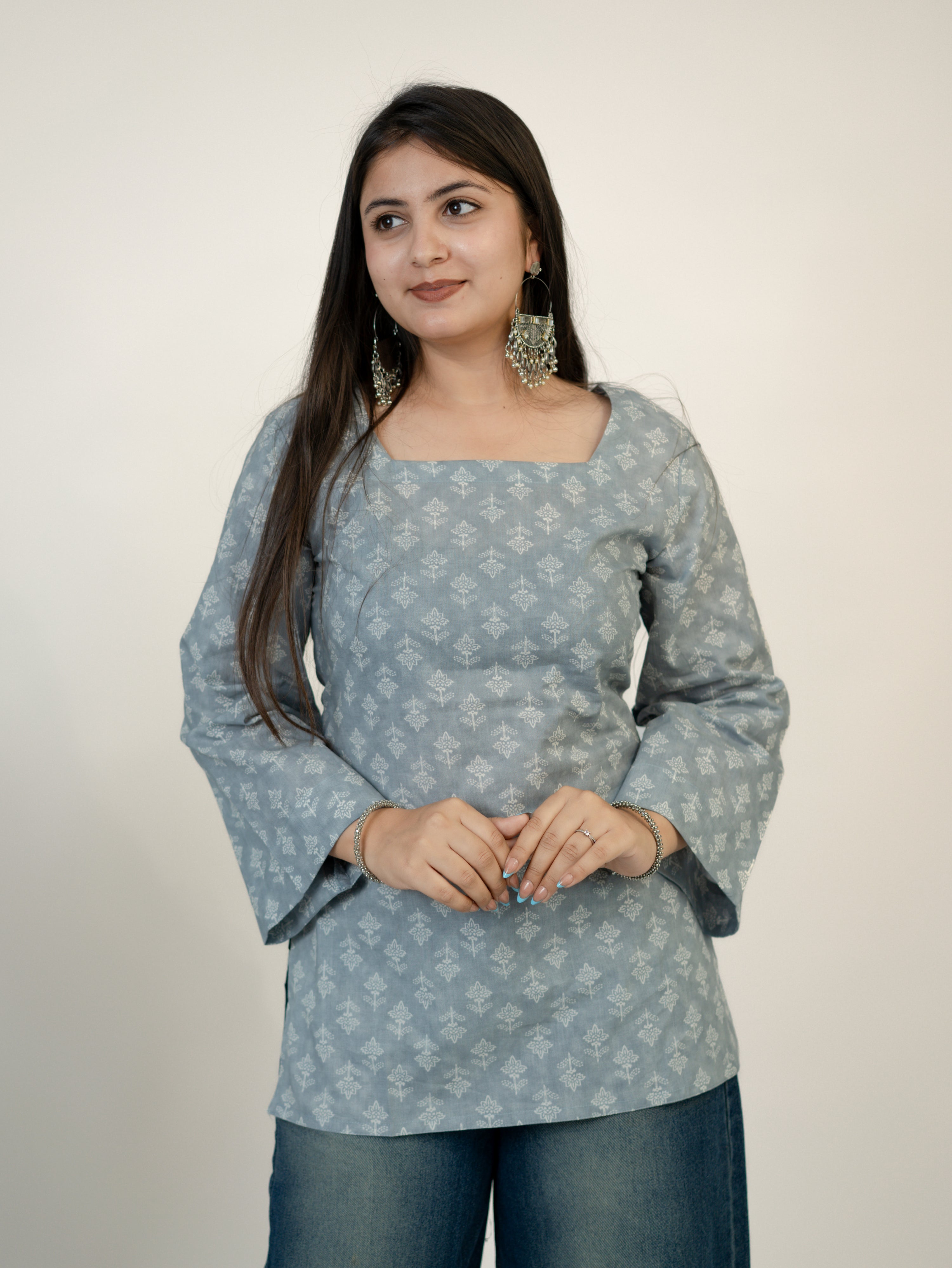 Tvisha Grey Cotton Corset Short Top