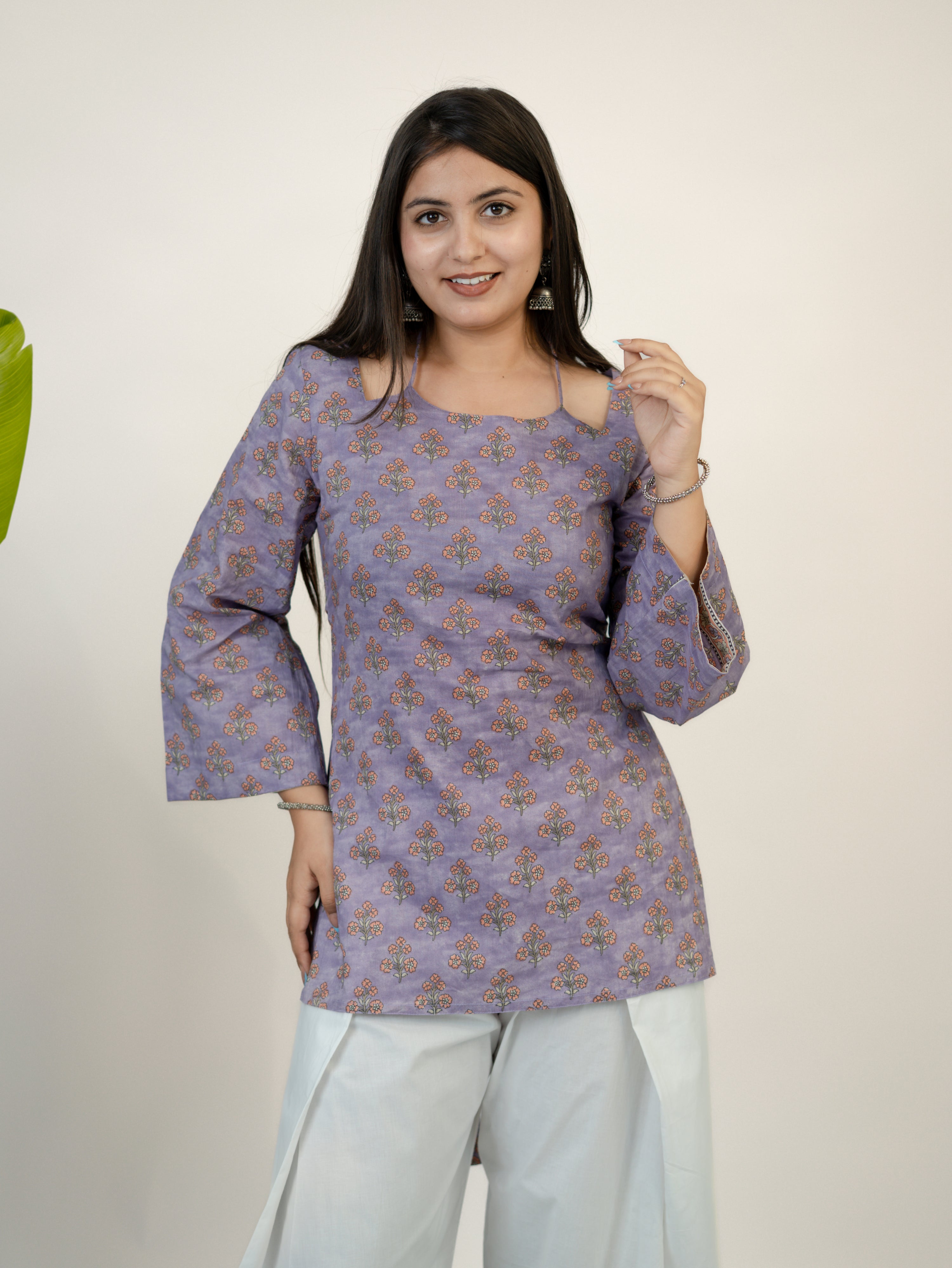 Ziva Lilac Kalamkari Cotton Corset Short Top