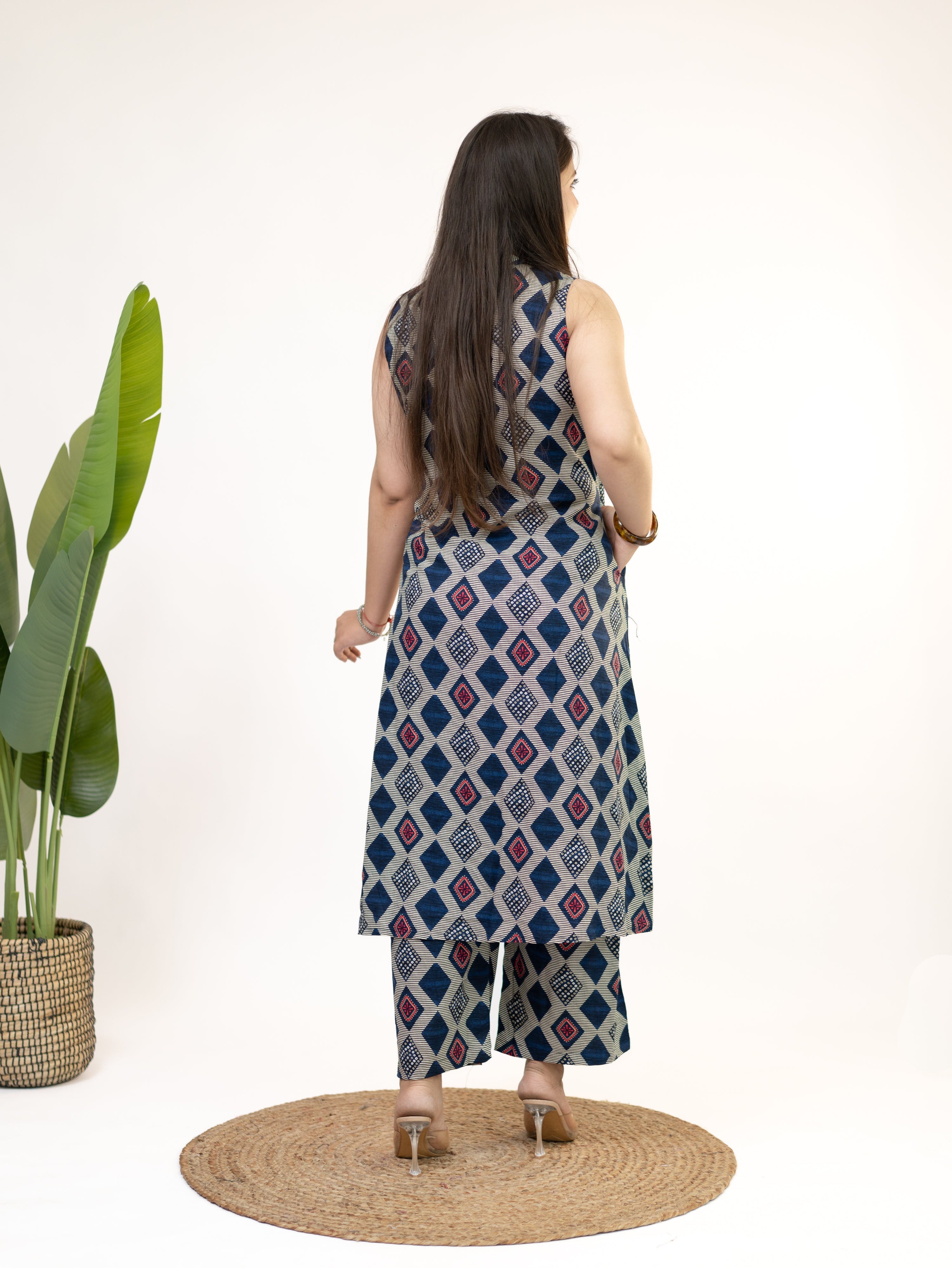 Sarya Blue Diamond Rayon A-line Coord Set