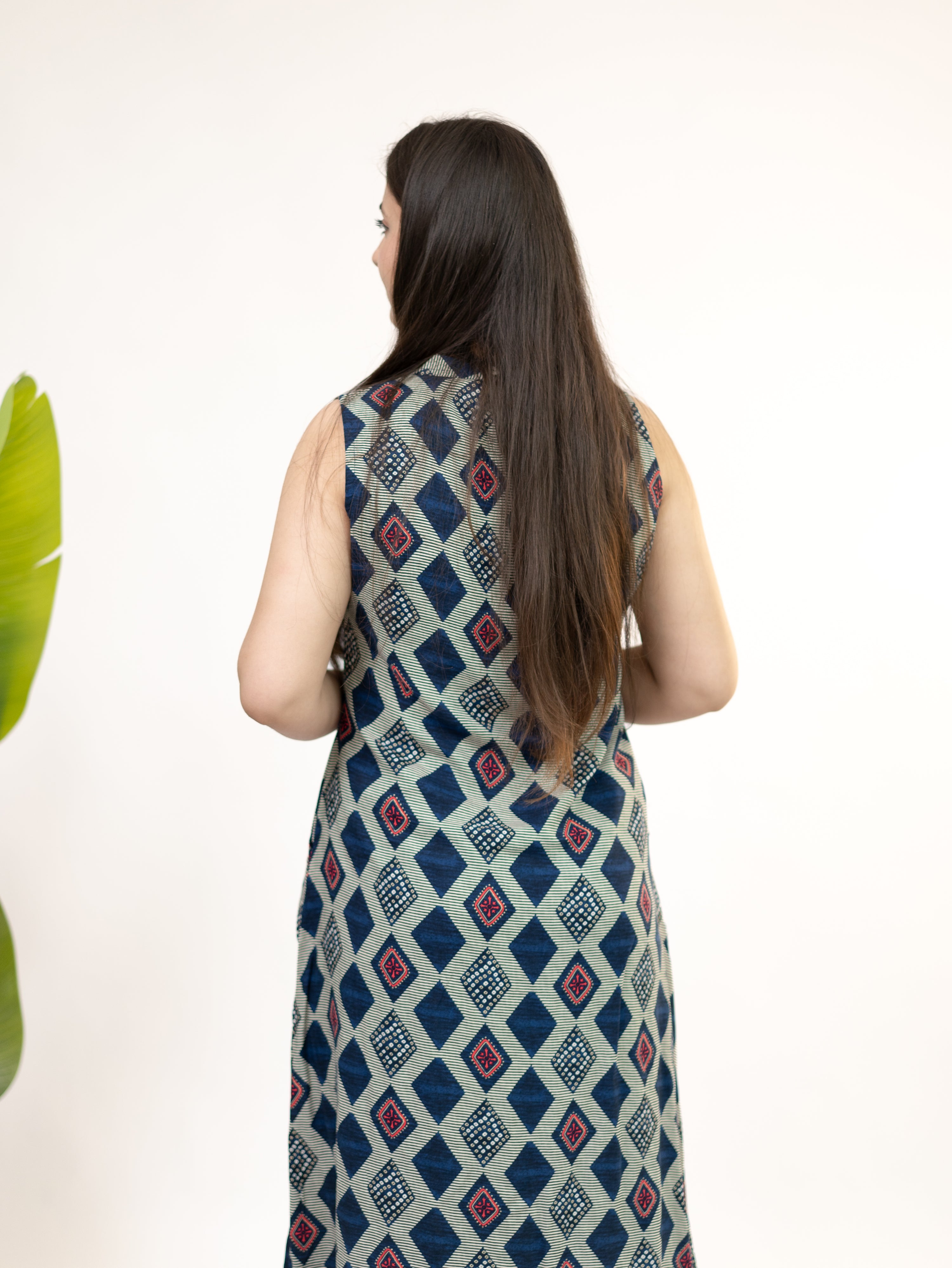 Sarya Blue Diamond Rayon A-line Coord Set