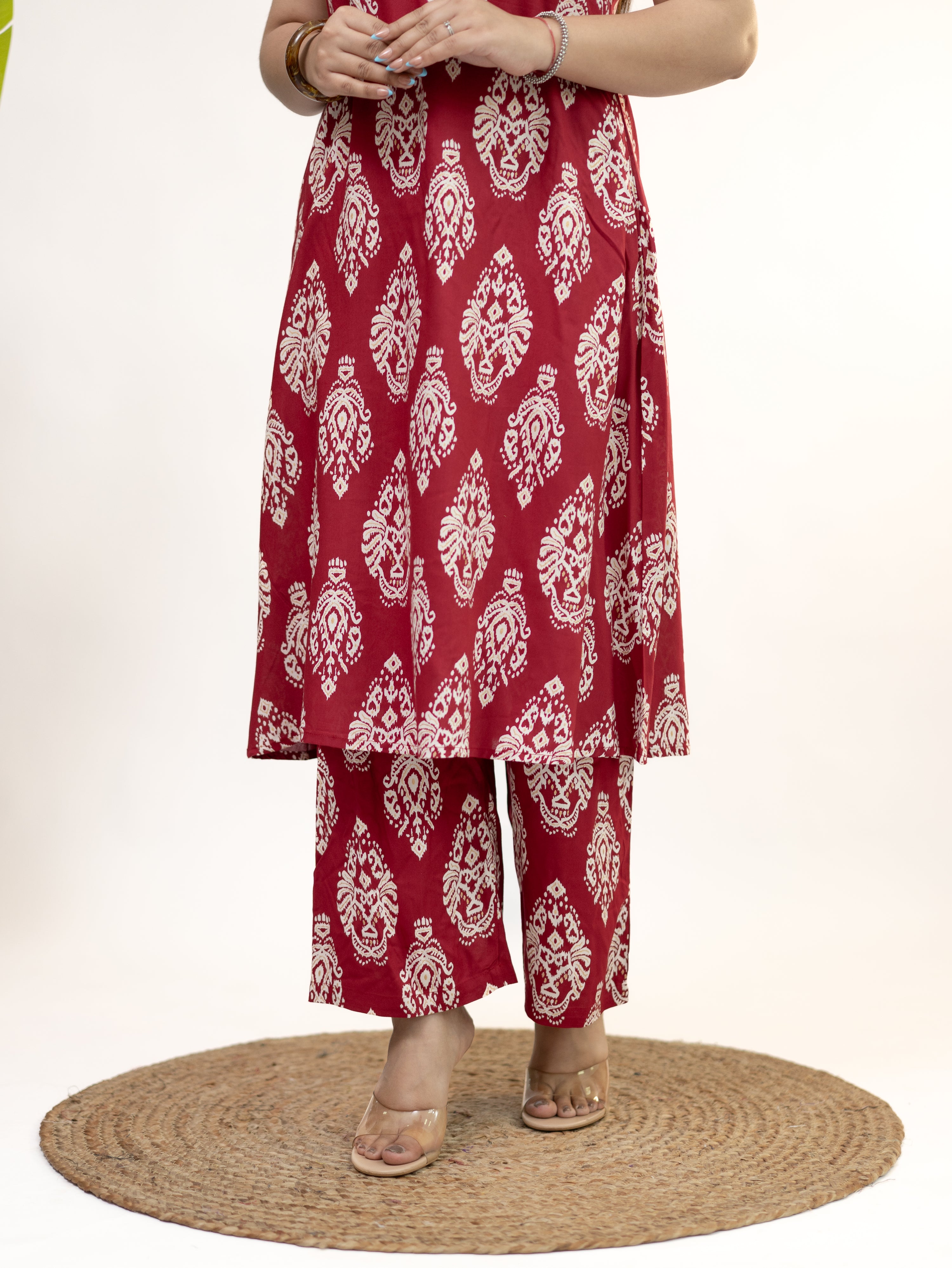 Fiona Berry Pink Rayon A-line Coord Set