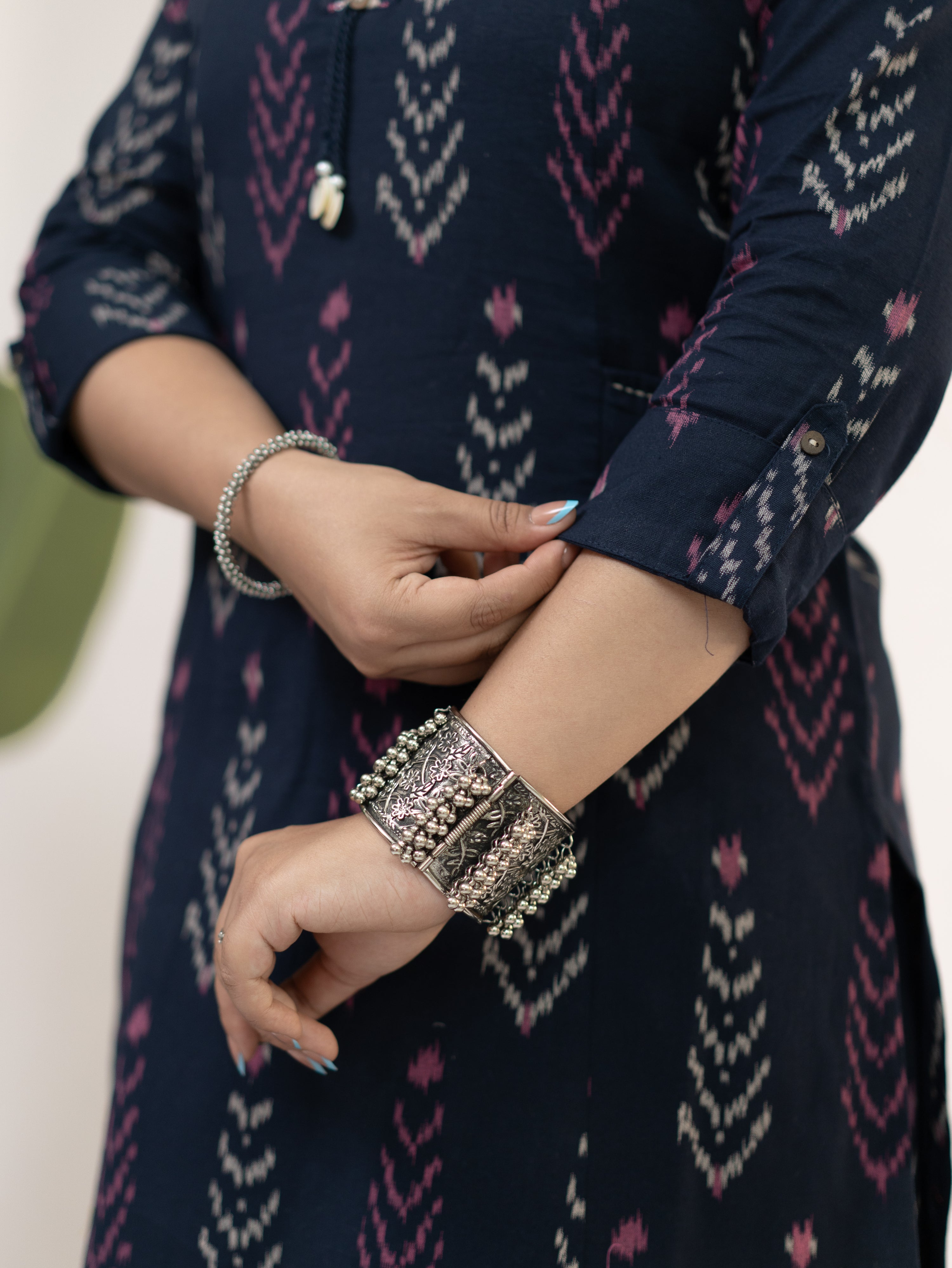 Marya Blue Cotton Ikkat Straight Kurta Set