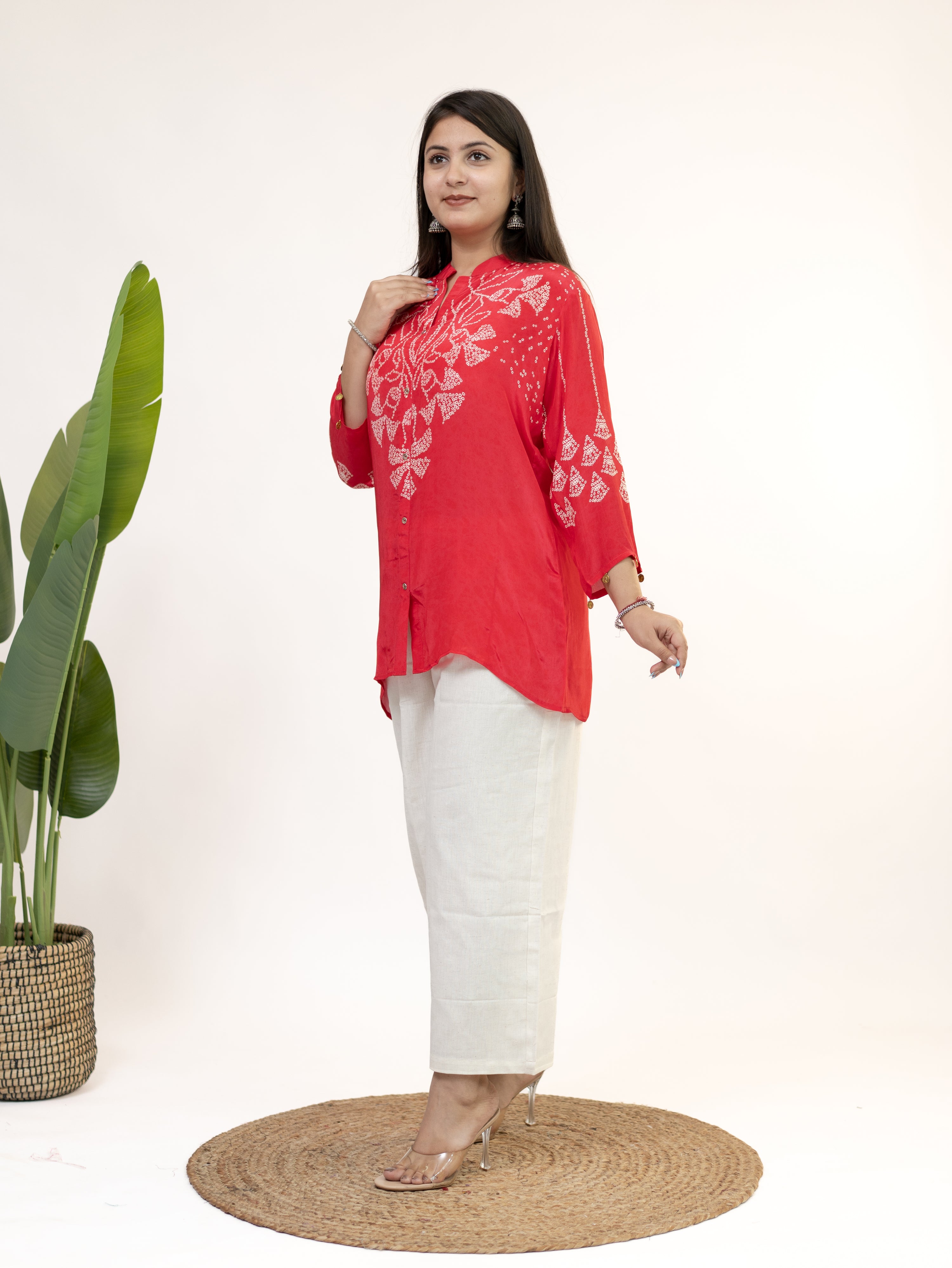 Niyati Pink Crepe Bandhani HandDetailed Shirt