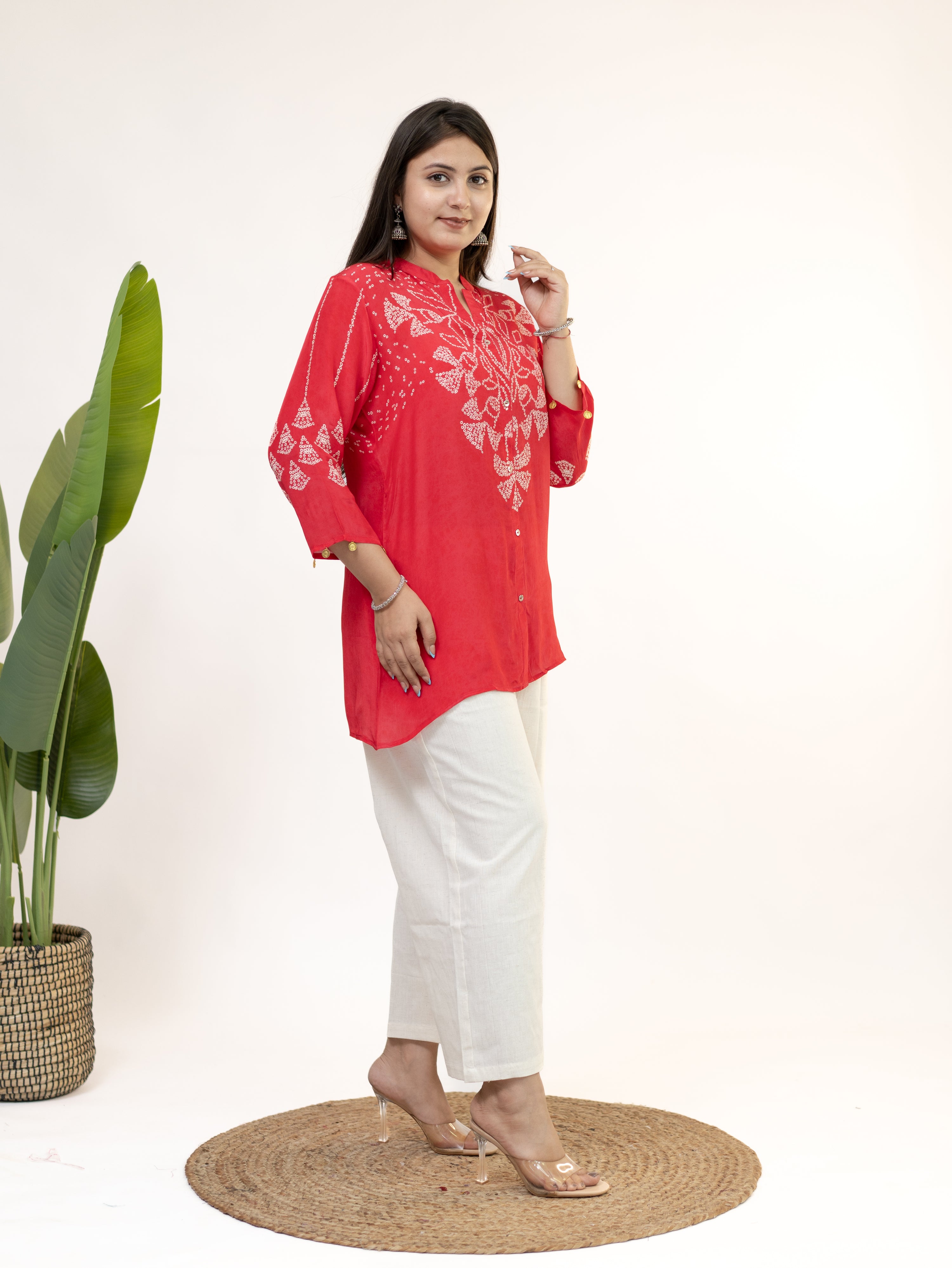Niyati Pink Crepe Bandhani HandDetailed Shirt