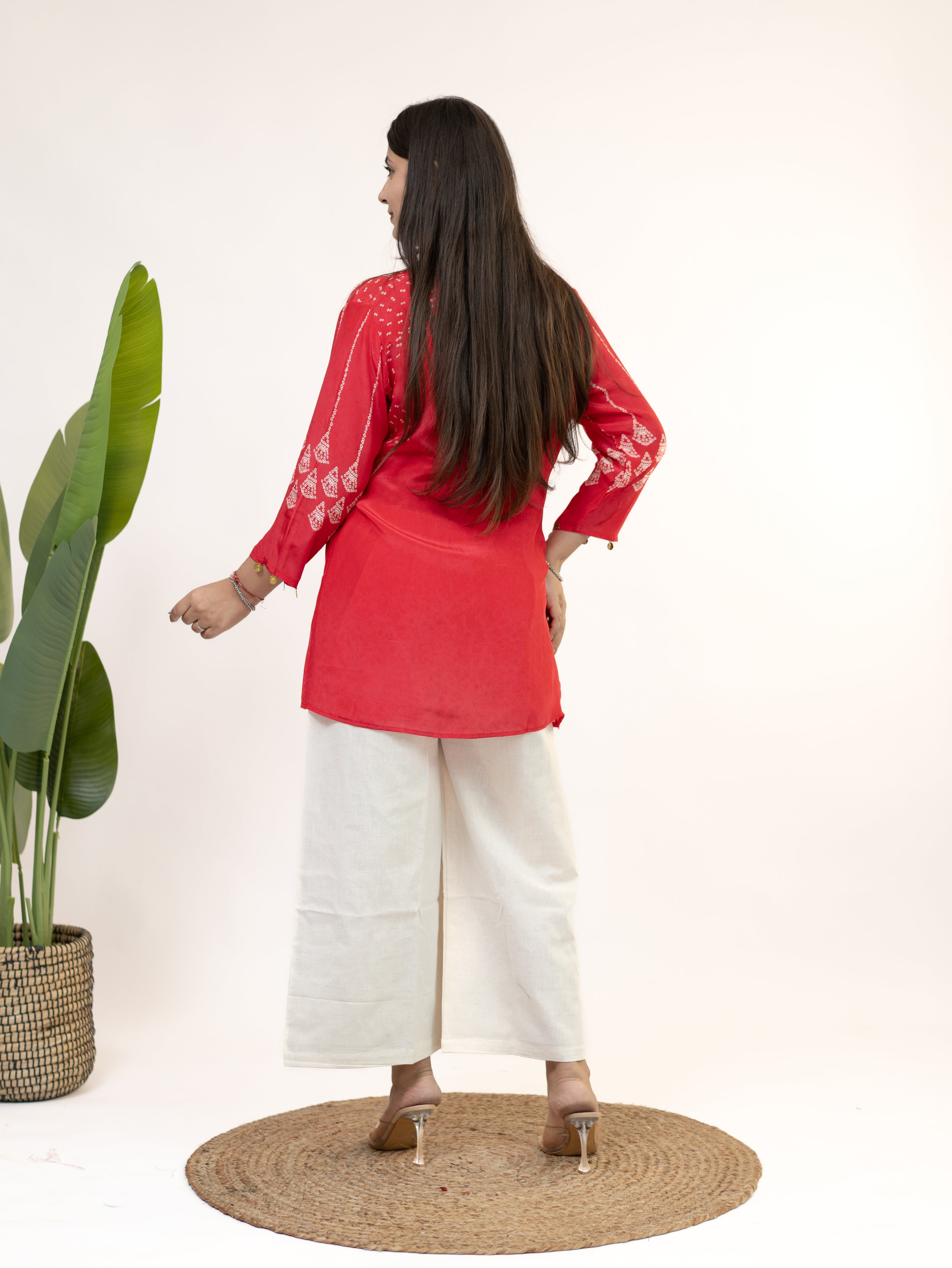 Niyati Pink Crepe Bandhani HandDetailed Shirt