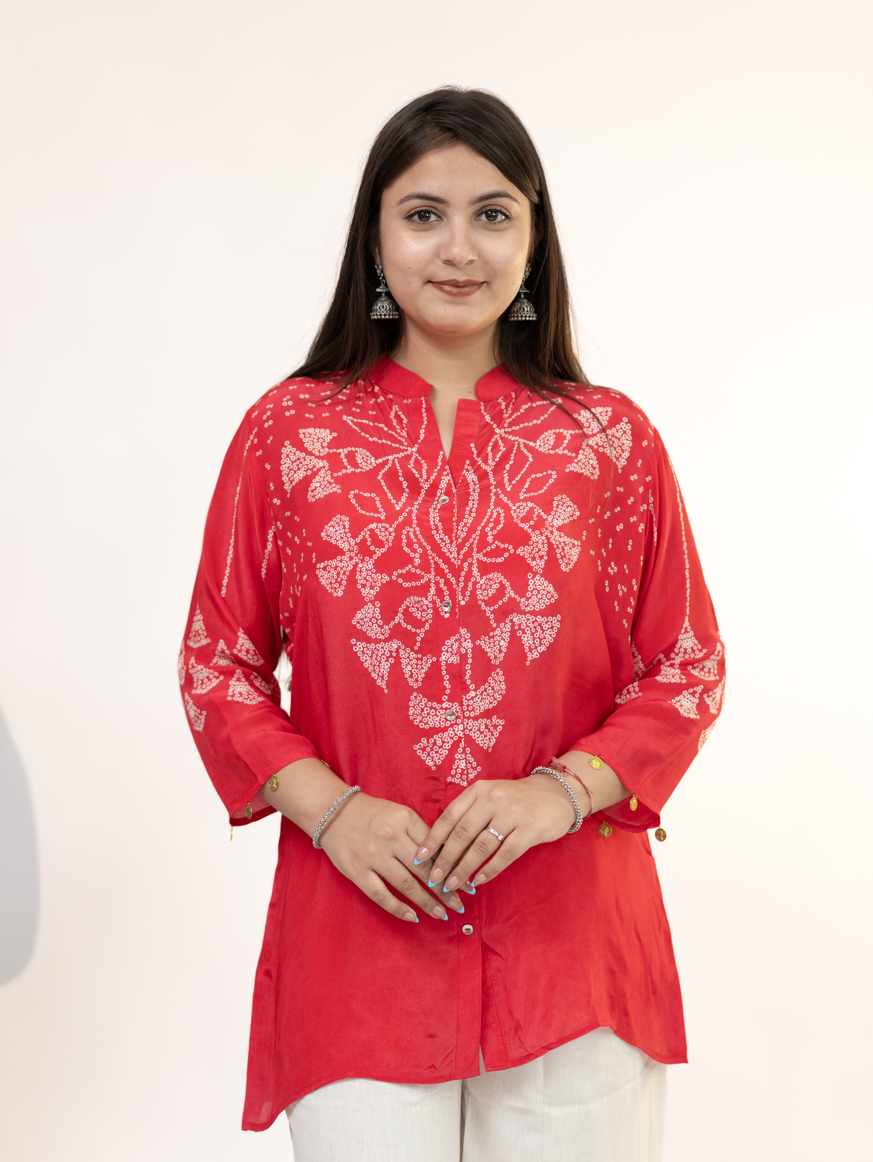 Niyati Pink Crepe Bandhani HandDetailed Shirt
