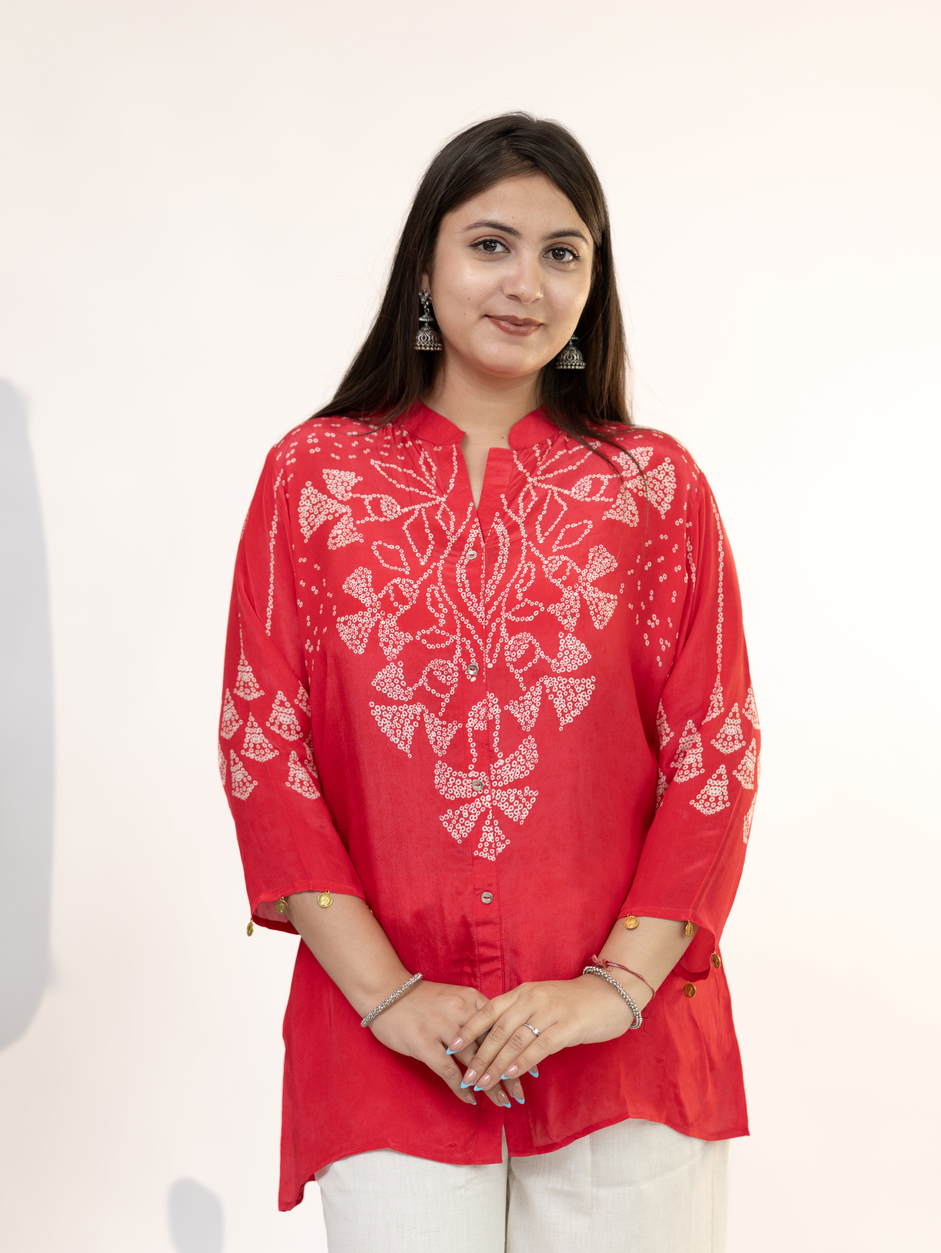 Niyati Pink Crepe Bandhani HandDetailed Shirt