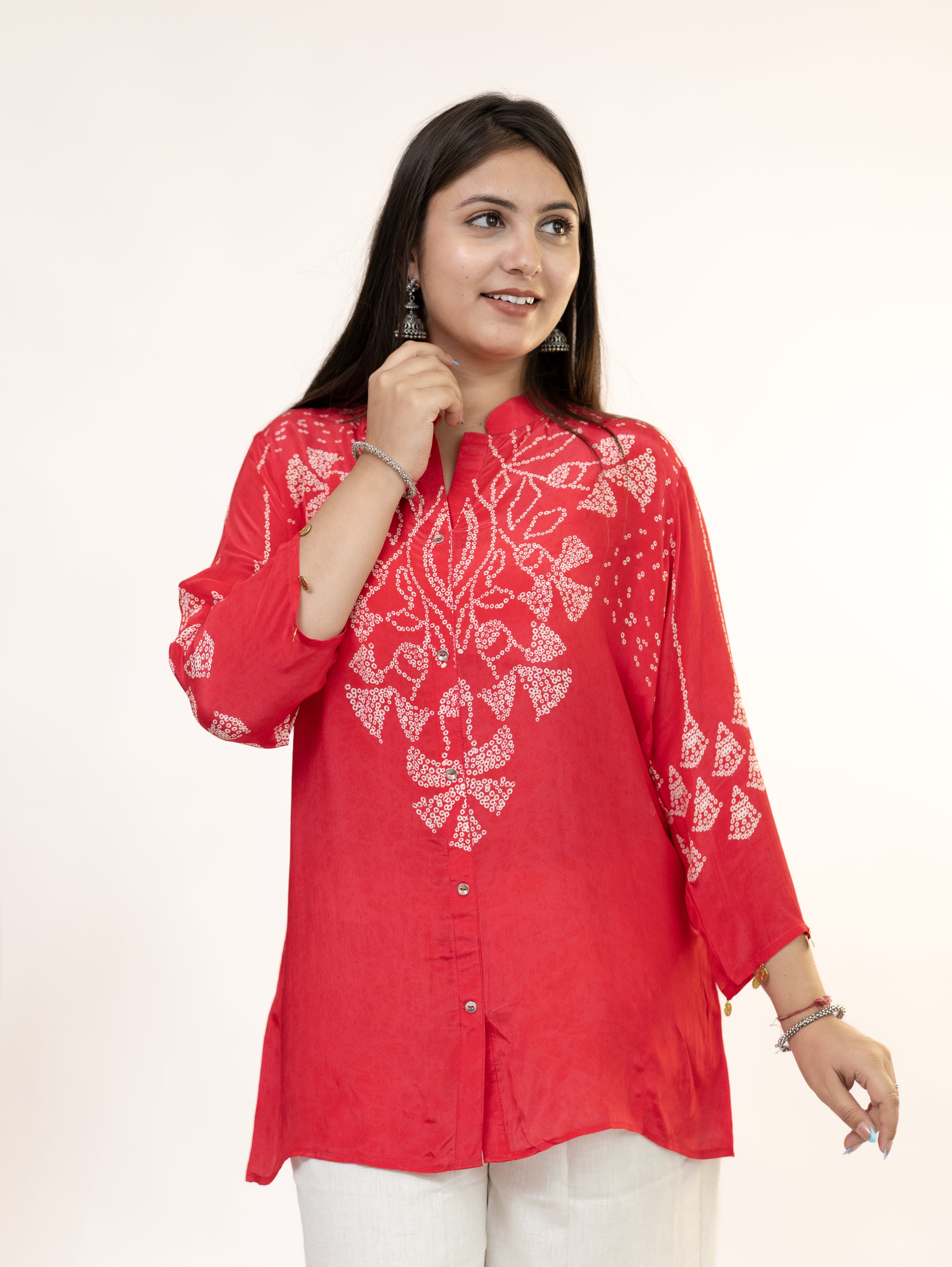 Niyati Pink Crepe Bandhani HandDetailed Shirt