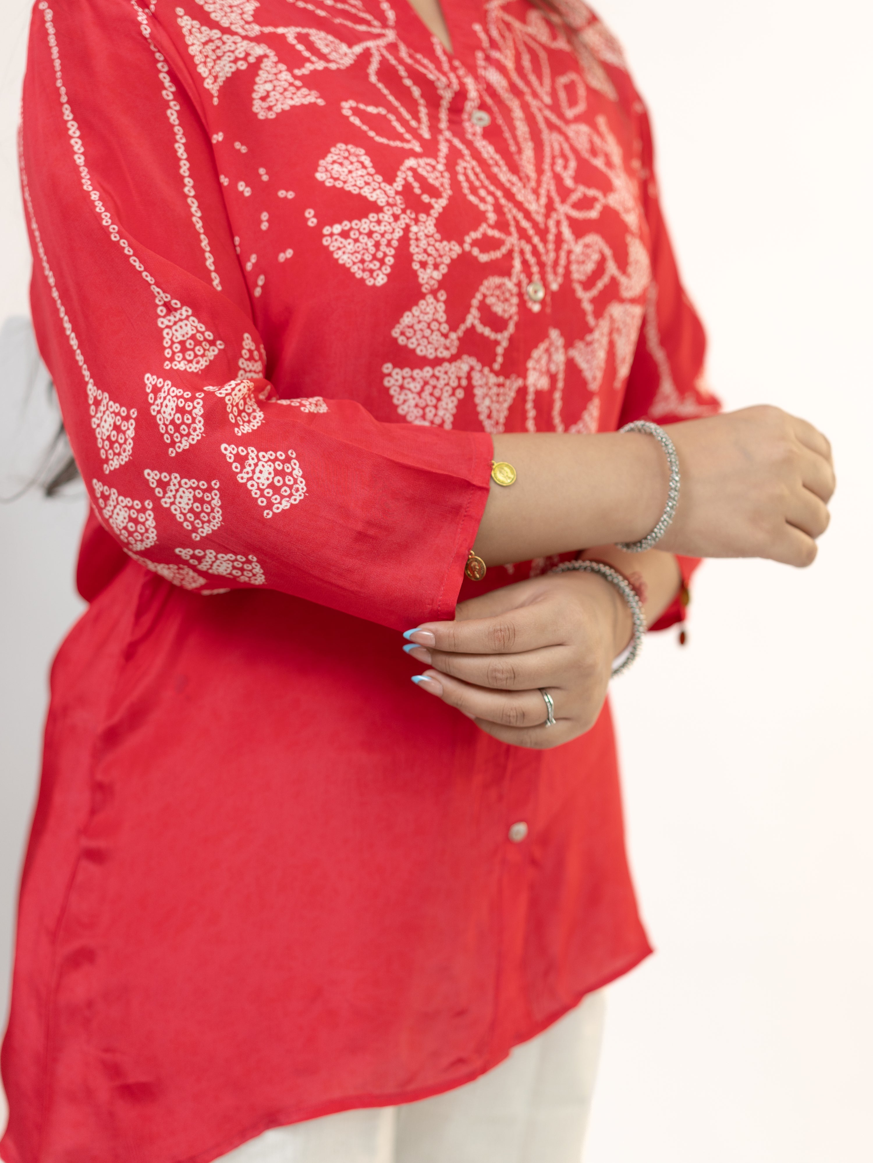 Niyati Pink Crepe Bandhani HandDetailed Shirt