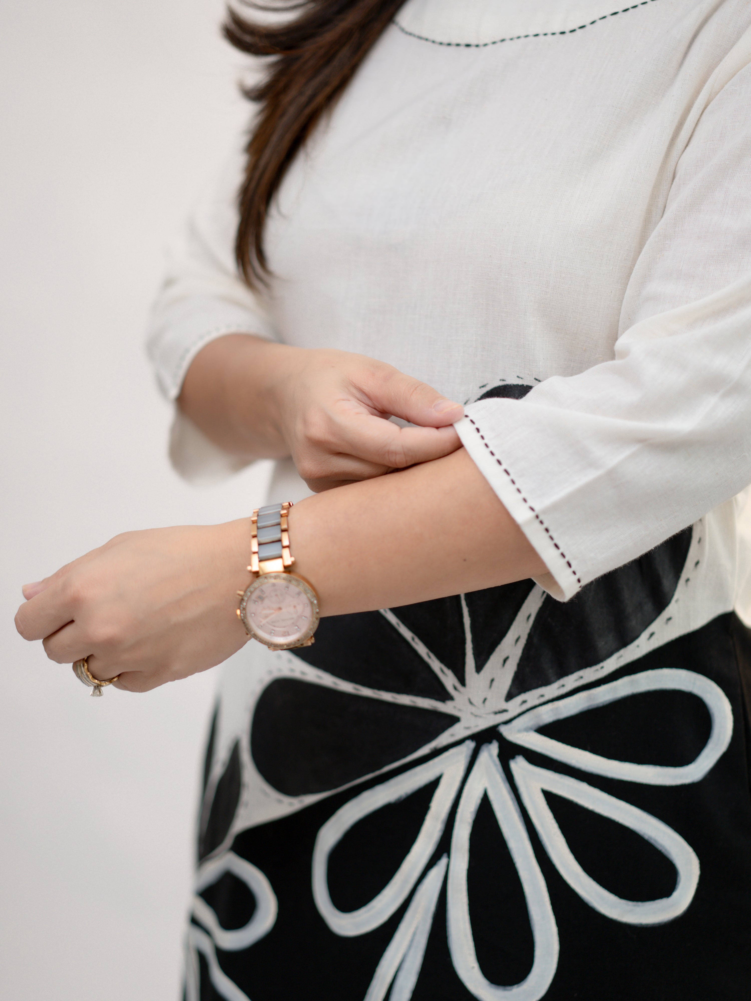 Rooby Cotton Hand Painted Floral A-line Coord Set