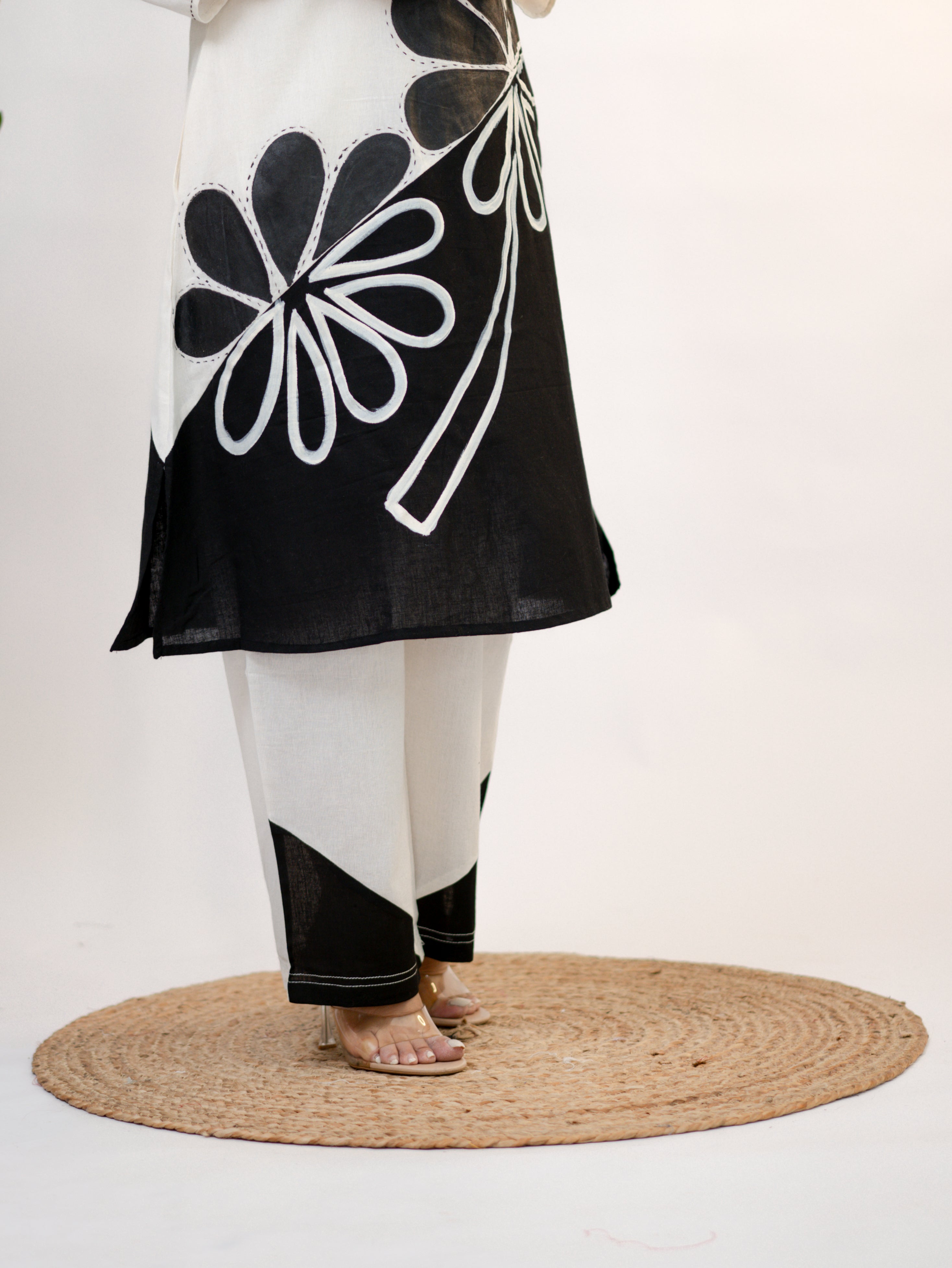 Rooby Cotton Hand Painted Floral A-line Coord Set