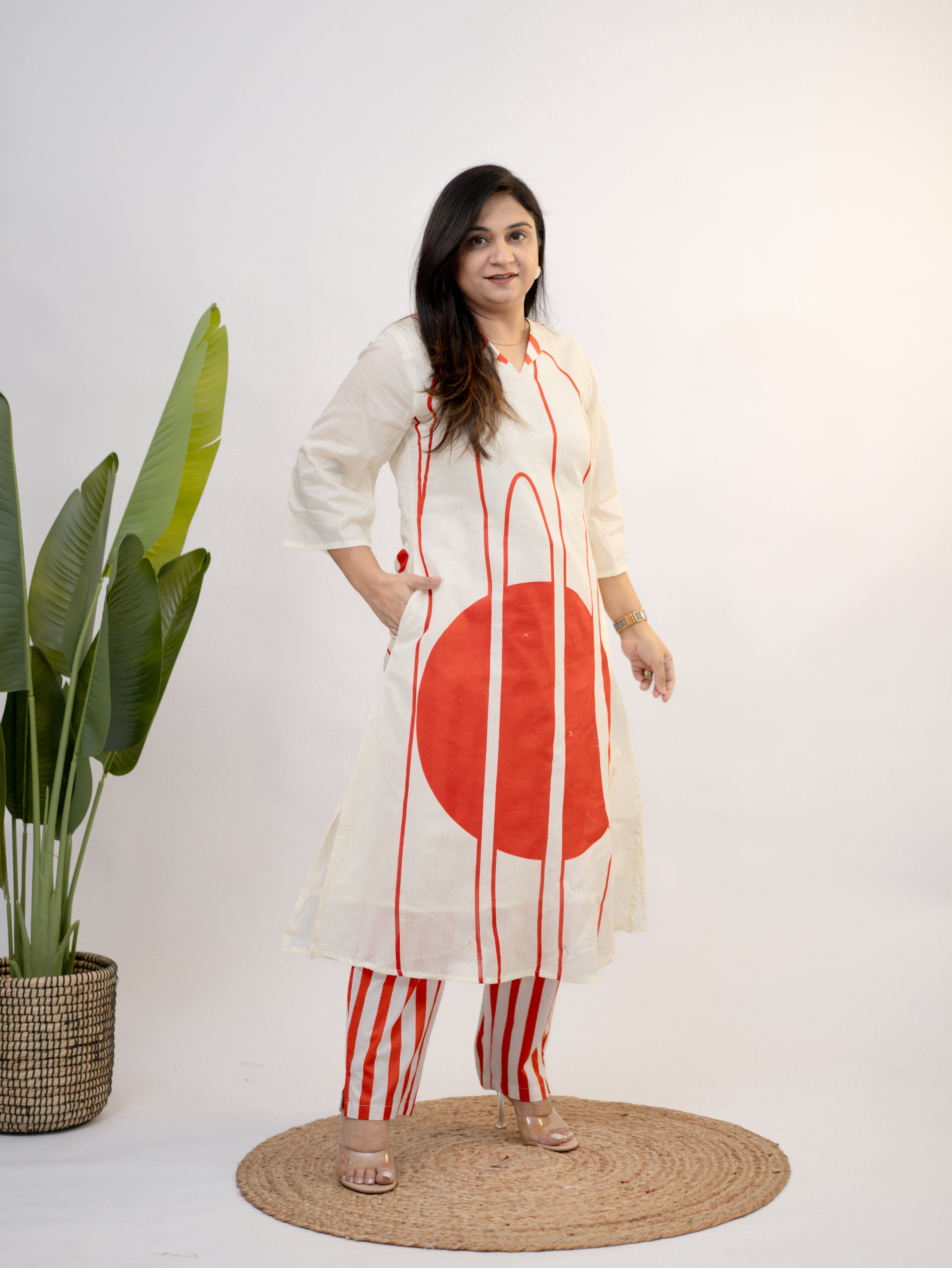 Nora Cotton Geometric A-line Coord Set