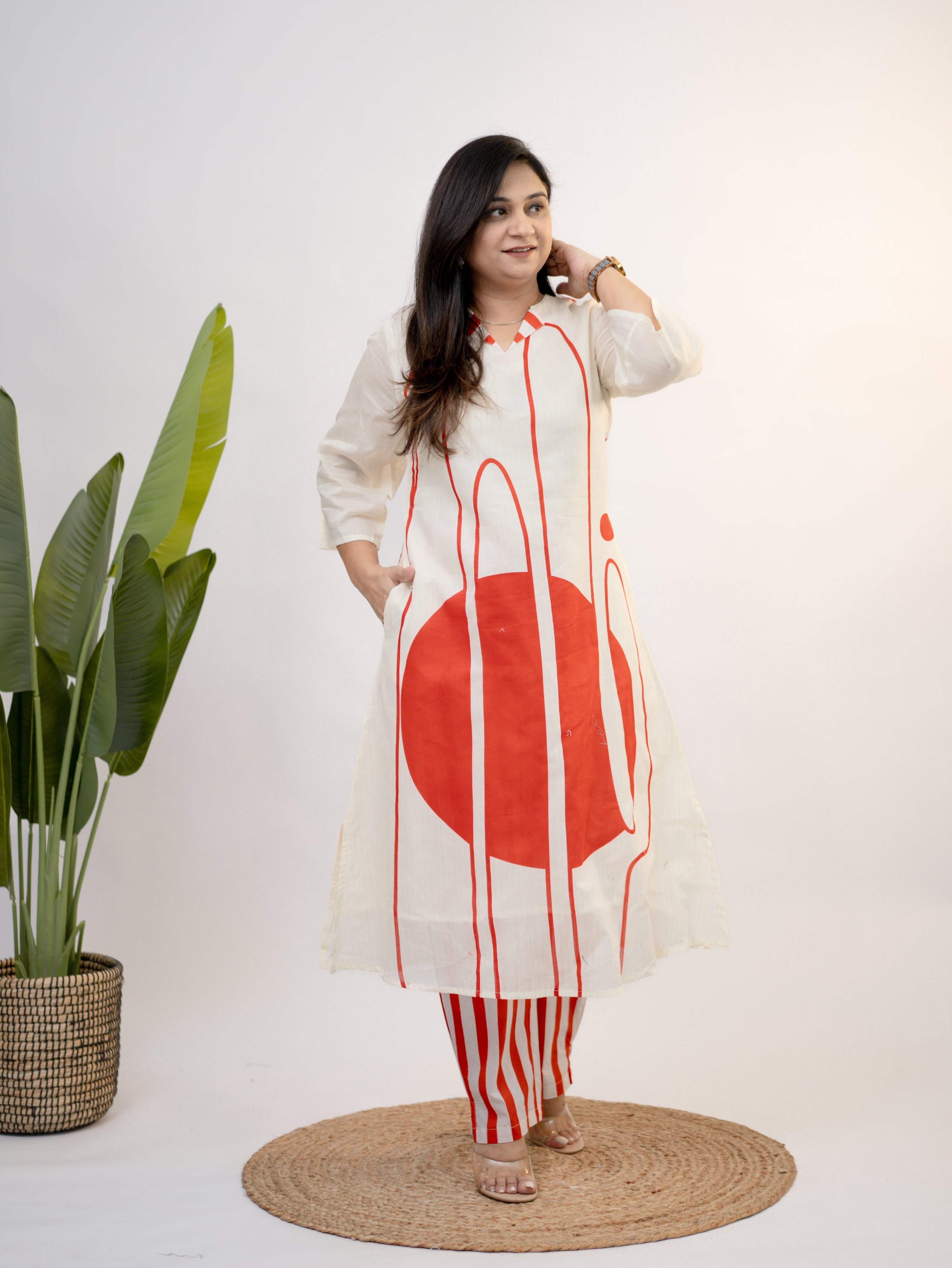 Nora Cotton Geometric A-line Coord Set