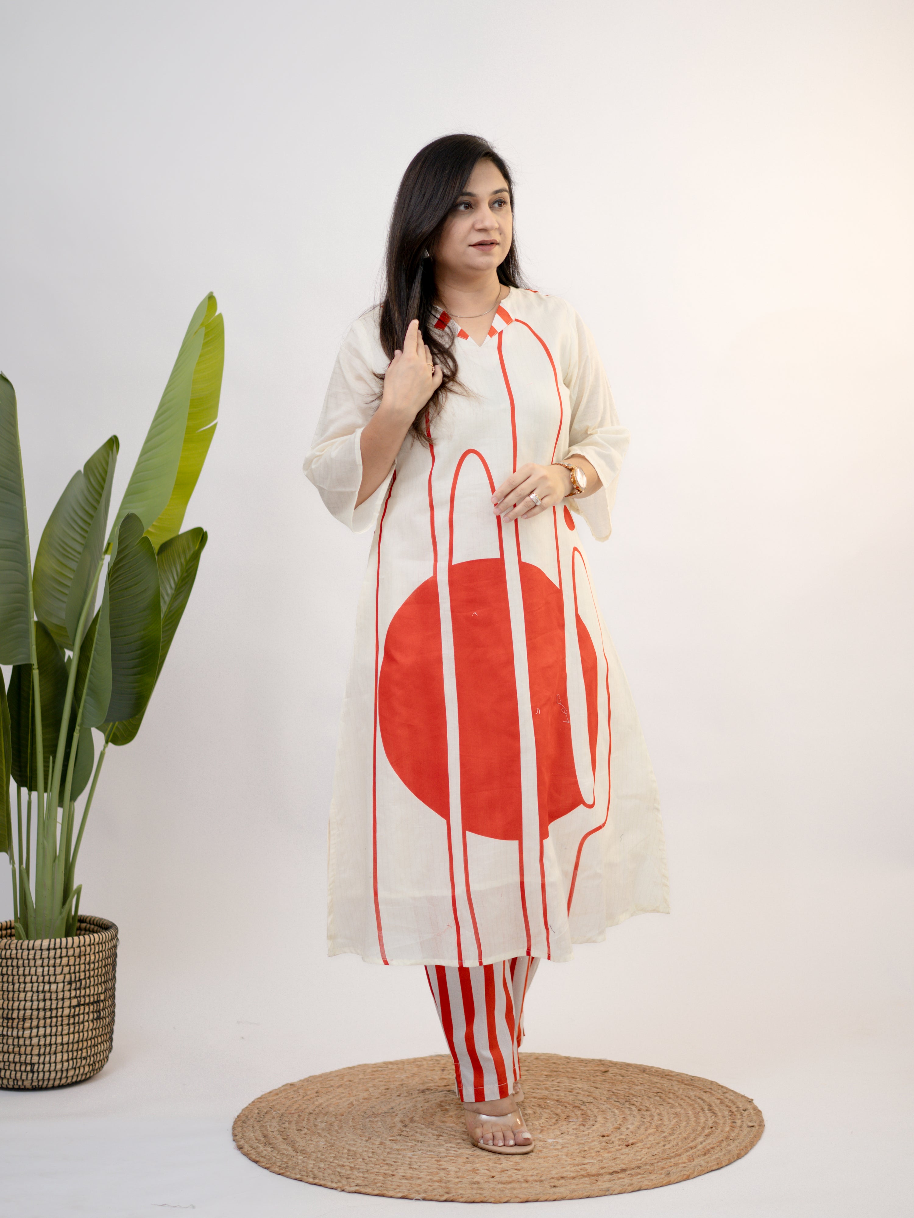 Nora Cotton Geometric A-line Coord Set