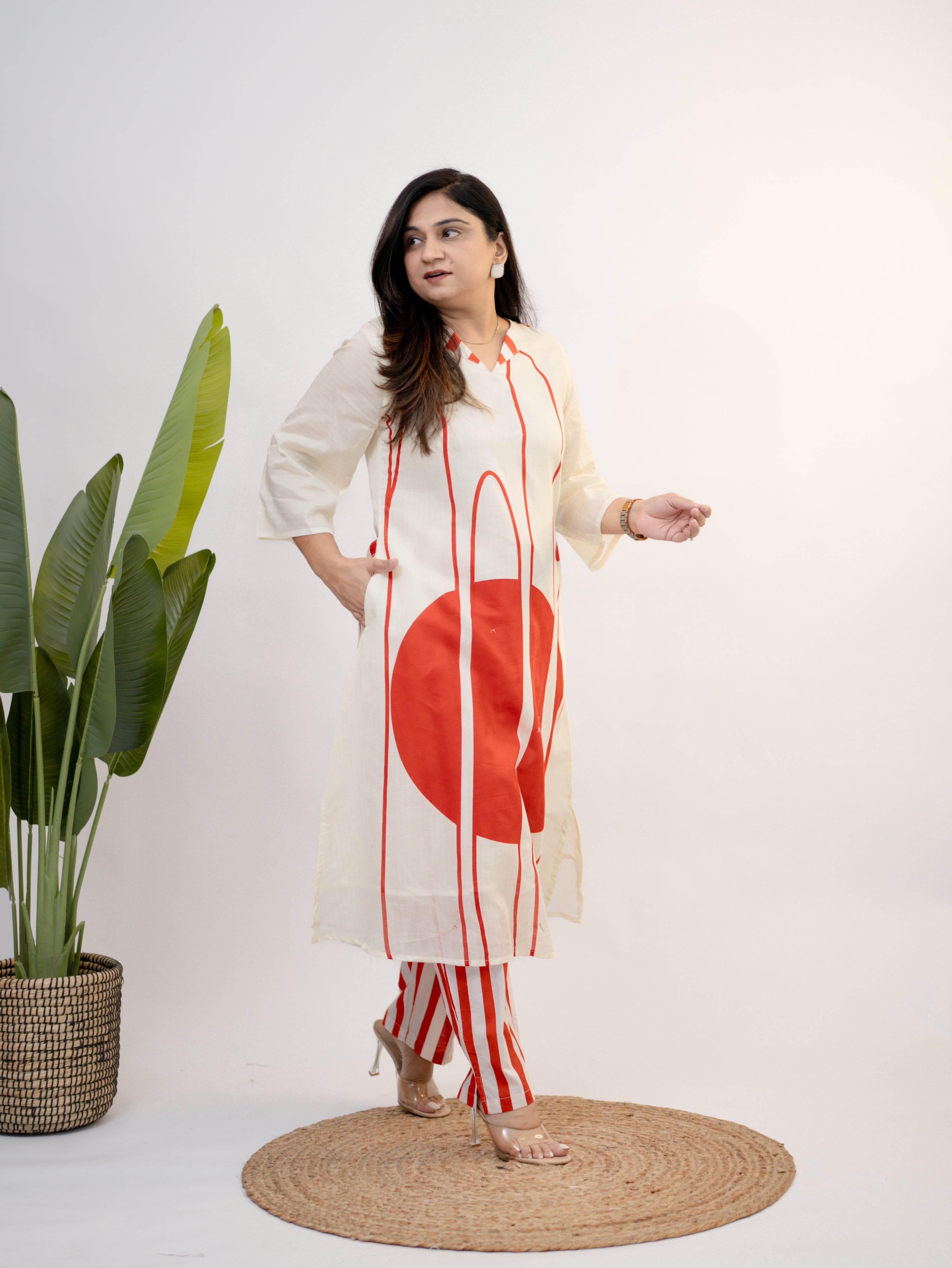 Nora Cotton Geometric A-line Coord Set