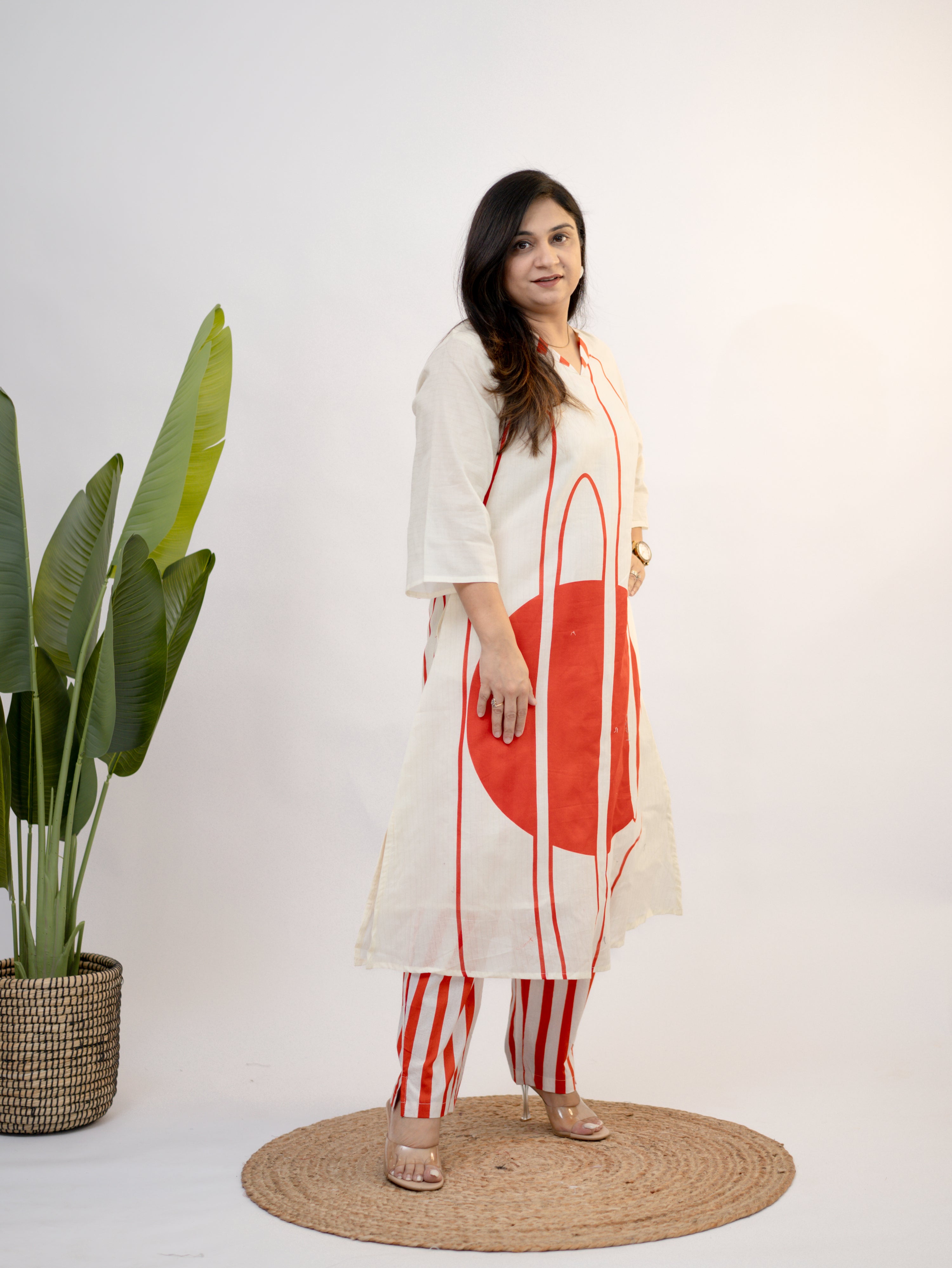 Nora Cotton Geometric A-line Coord Set