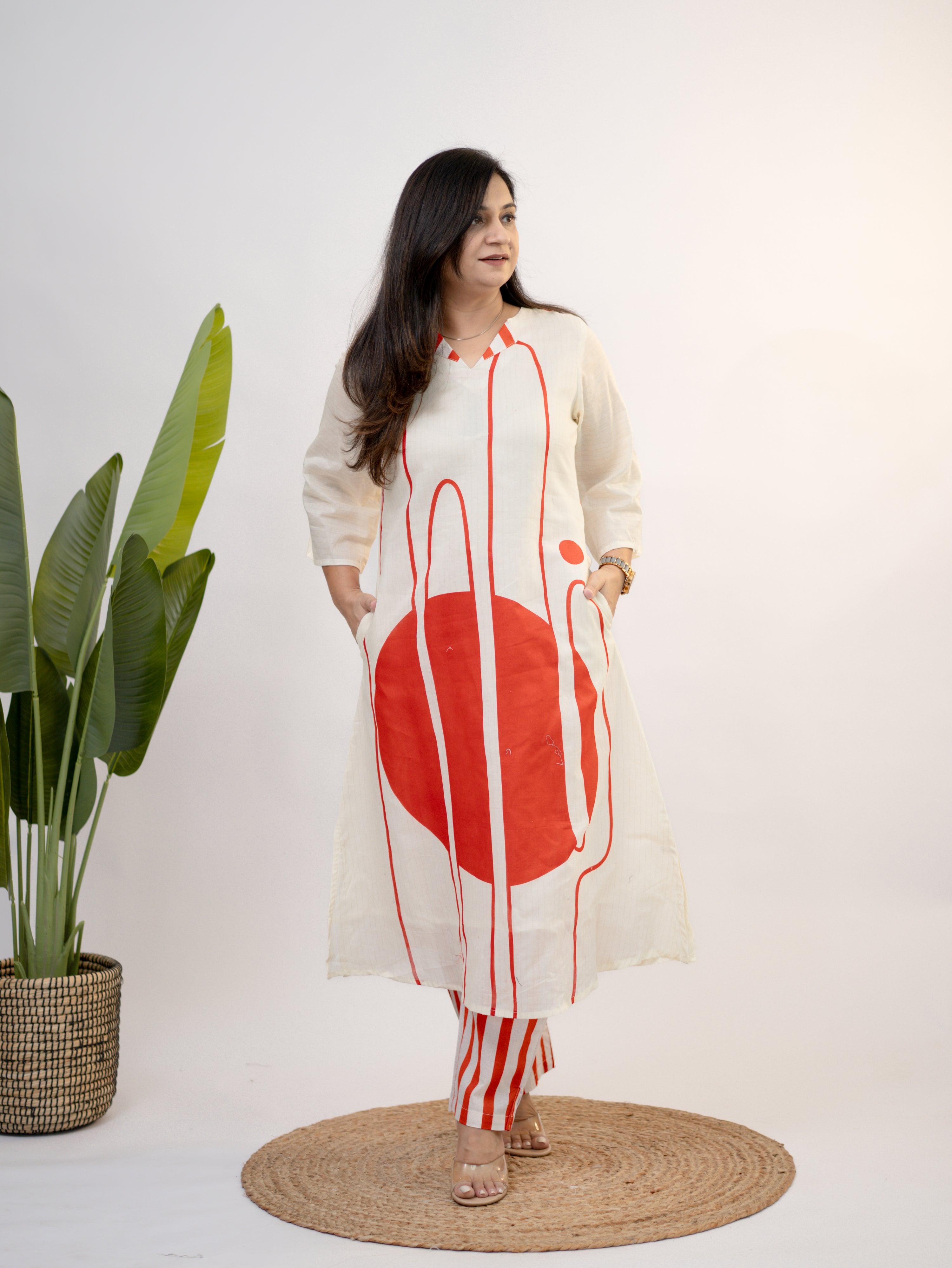Nora Cotton Geometric A-line Coord Set