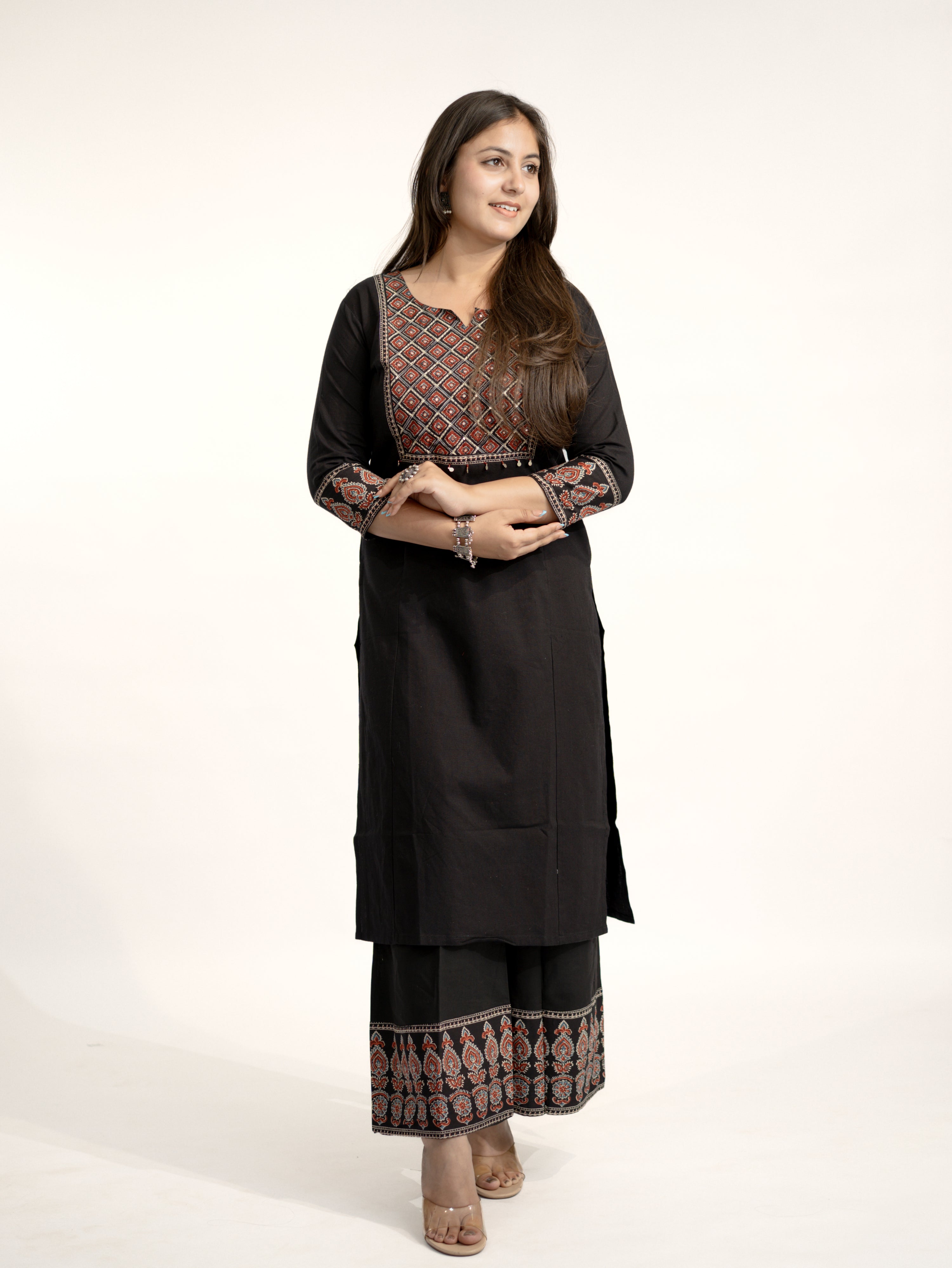 Damini Ajrakh Embroidered Cotton Coord Set