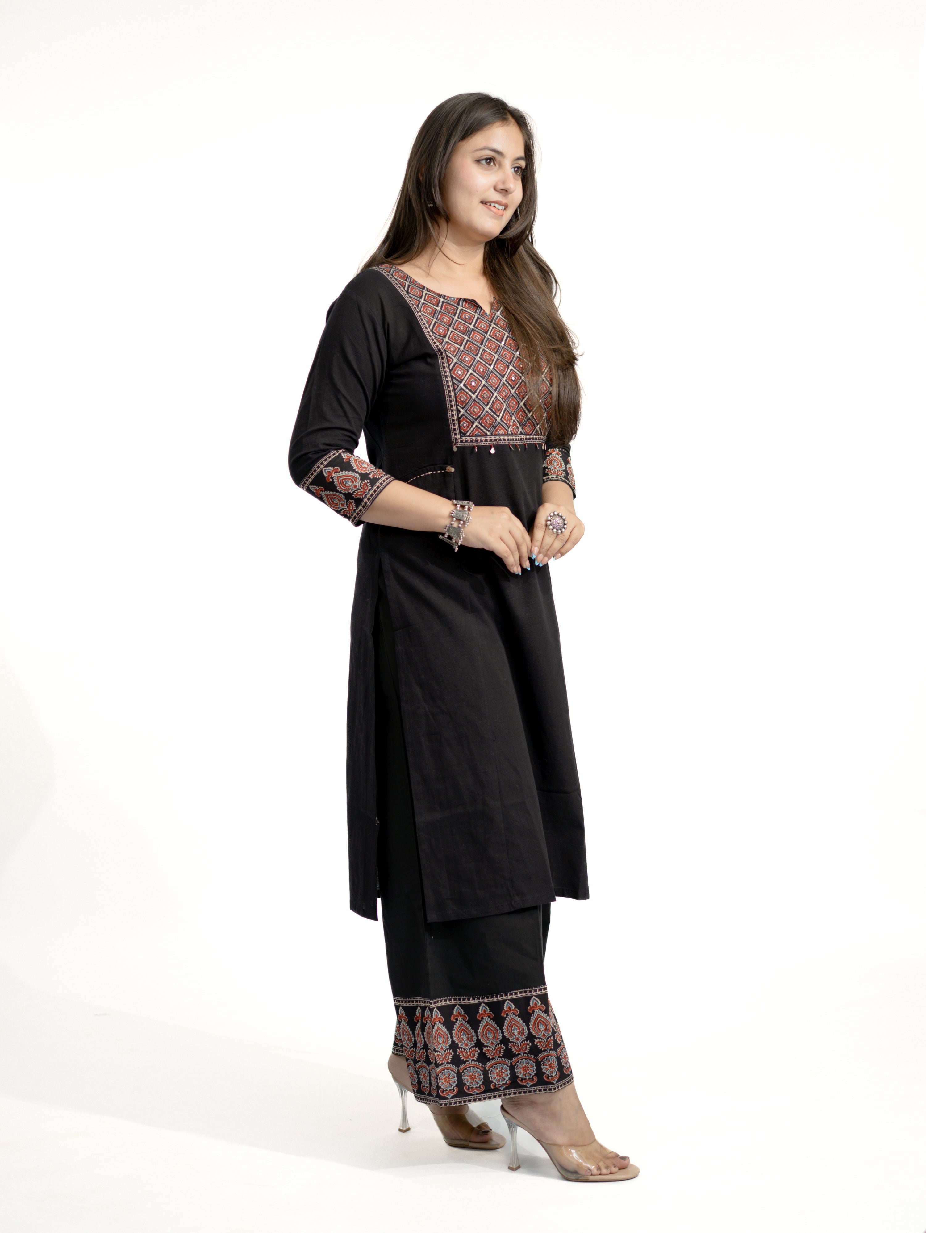 Damini Ajrakh Embroidered Cotton Coord Set