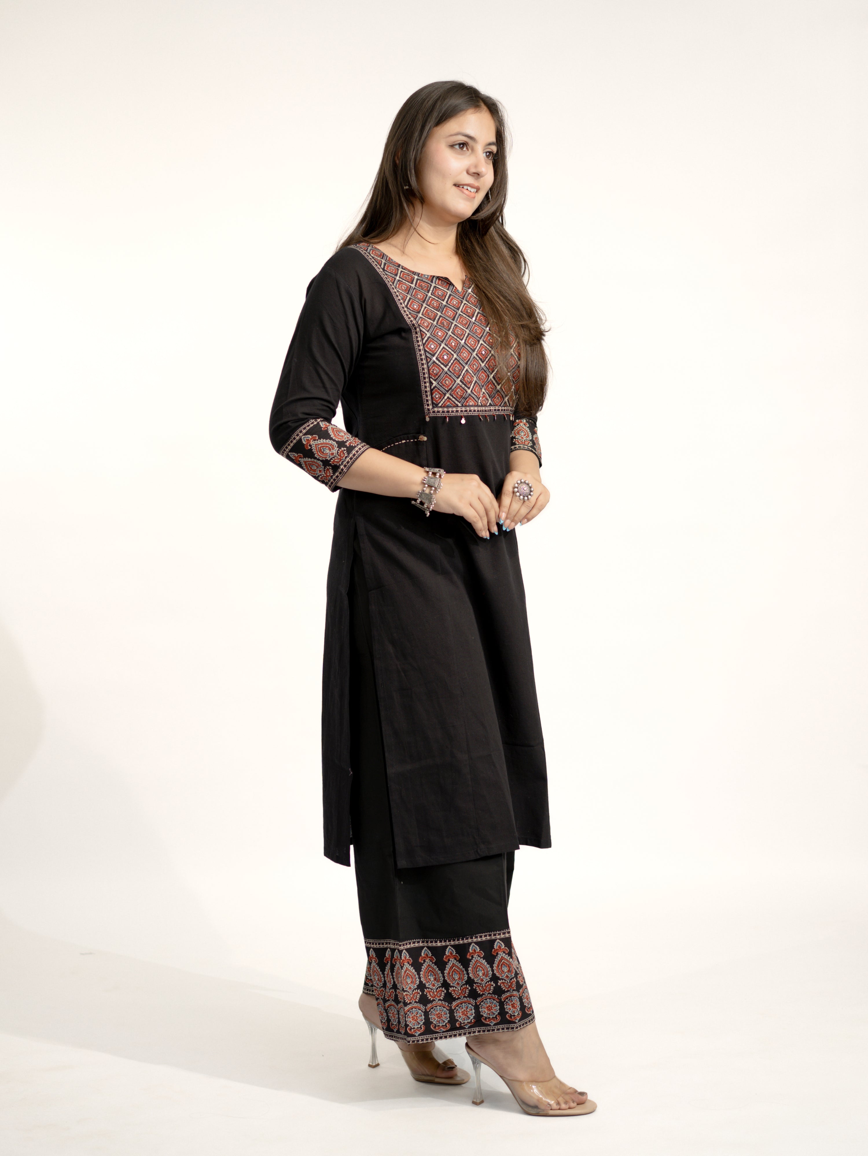 Damini Ajrakh Embroidered Cotton Coord Set