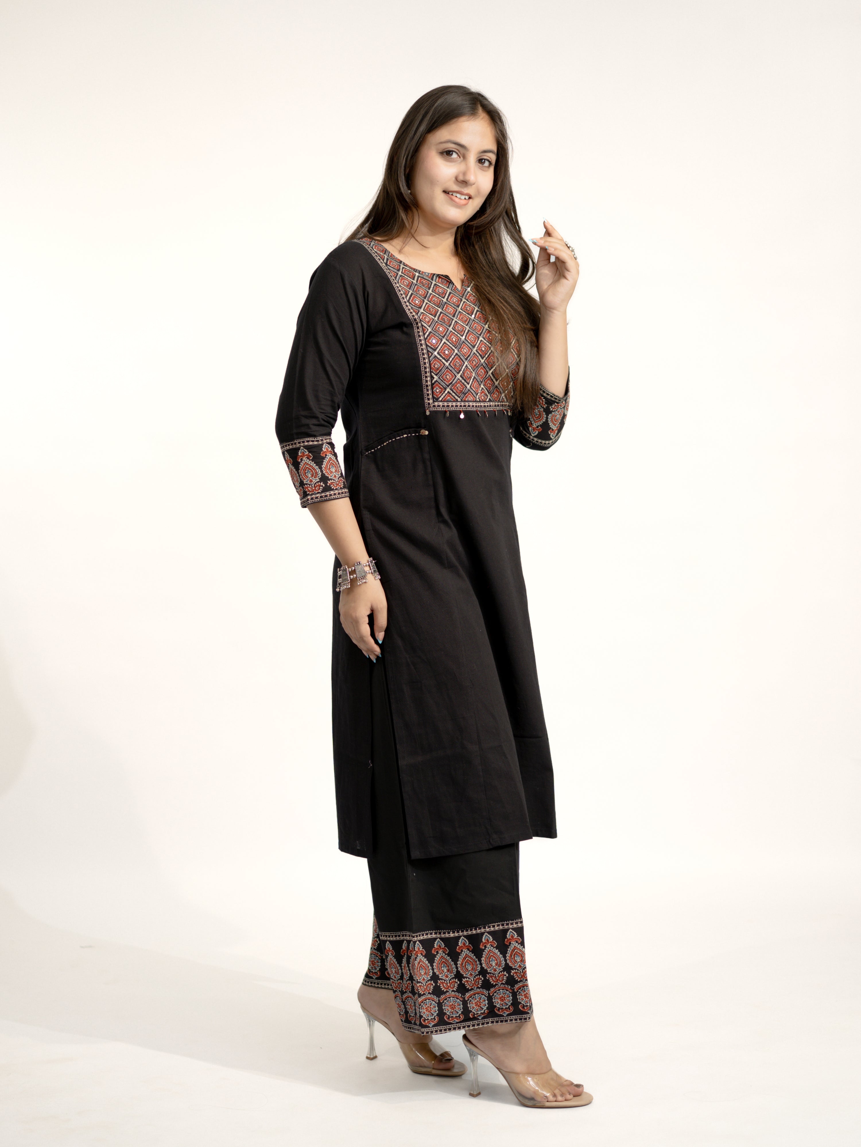 Damini Ajrakh Embroidered Cotton Coord Set